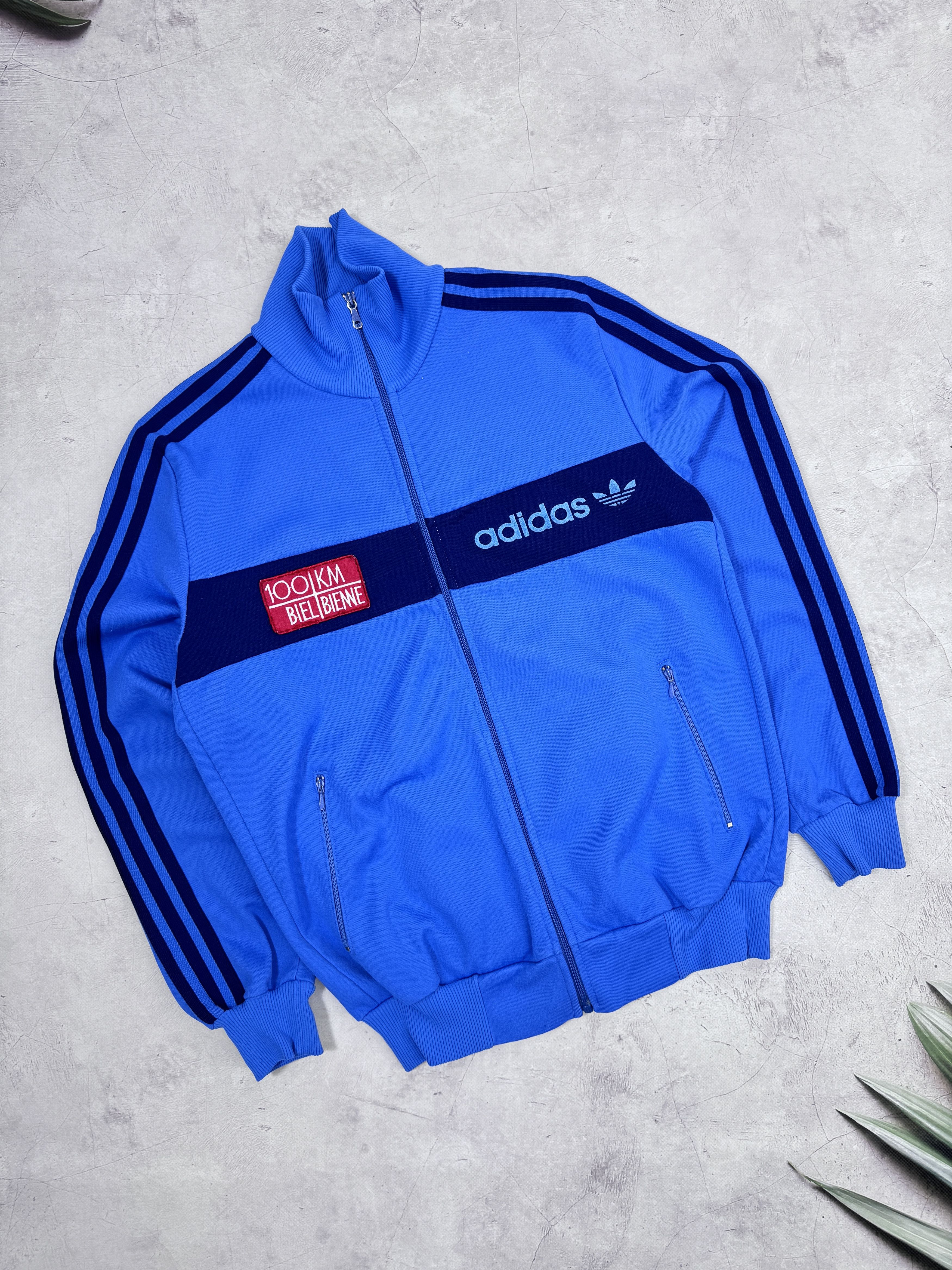 Adidas × Vintage 80s Adidas Track Jacket 100 km Ultra Marathon Biel-Bienne Size US M / EU 48-50 / 2 - 1 Thumbnail