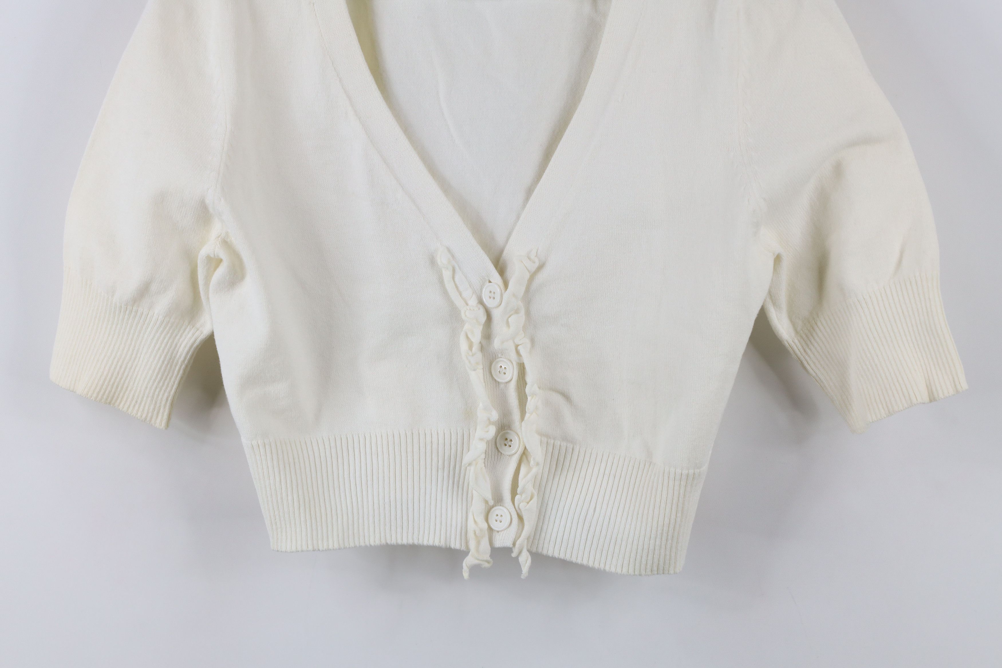 Vintage Vintage 90s Y2K Bella Cropped Ruffled Cardigan Sweater Size M / US 6-8 / IT 42-44 - 3 Thumbnail