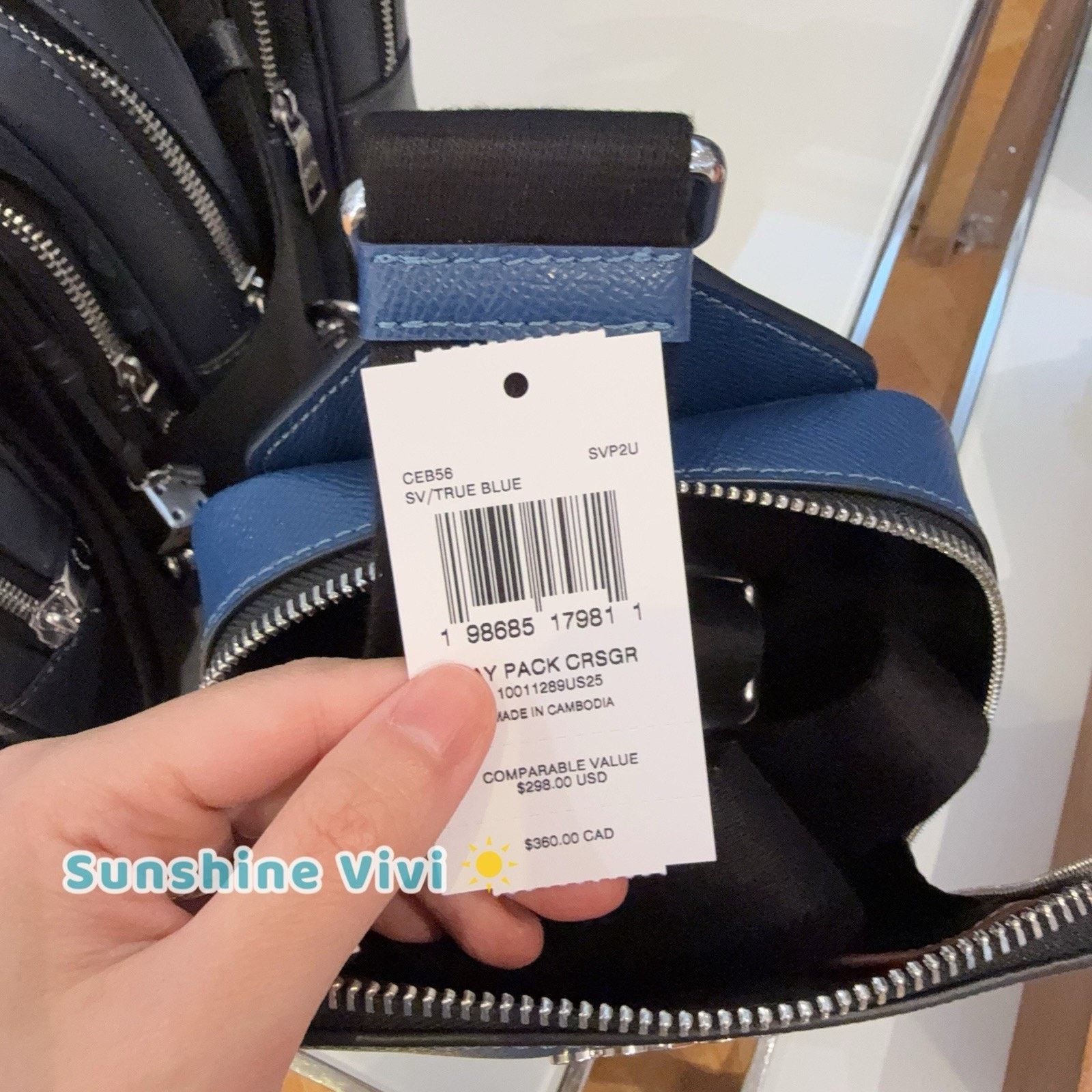Coach NWT Coach Ray Pack CEB56 Crossgrain Leather Silver TRUE BLUE Size ONE SIZE - 5 Thumbnail