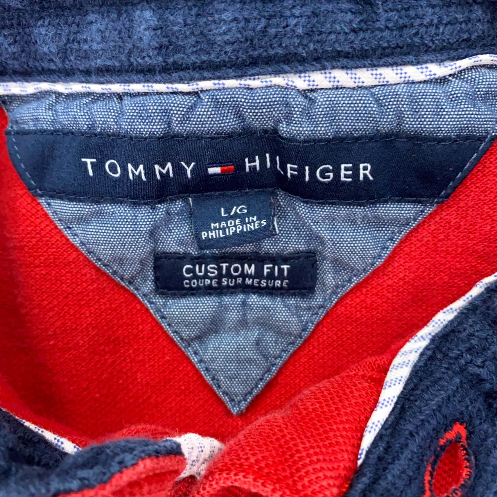 Tommy Hilfiger VINTAGE Tommy Hilfiger Polo Shirt Mens Large Red Striped Collared Cotton Nautical Size US L / EU 52-54 / 3 - 6 Thumbnail