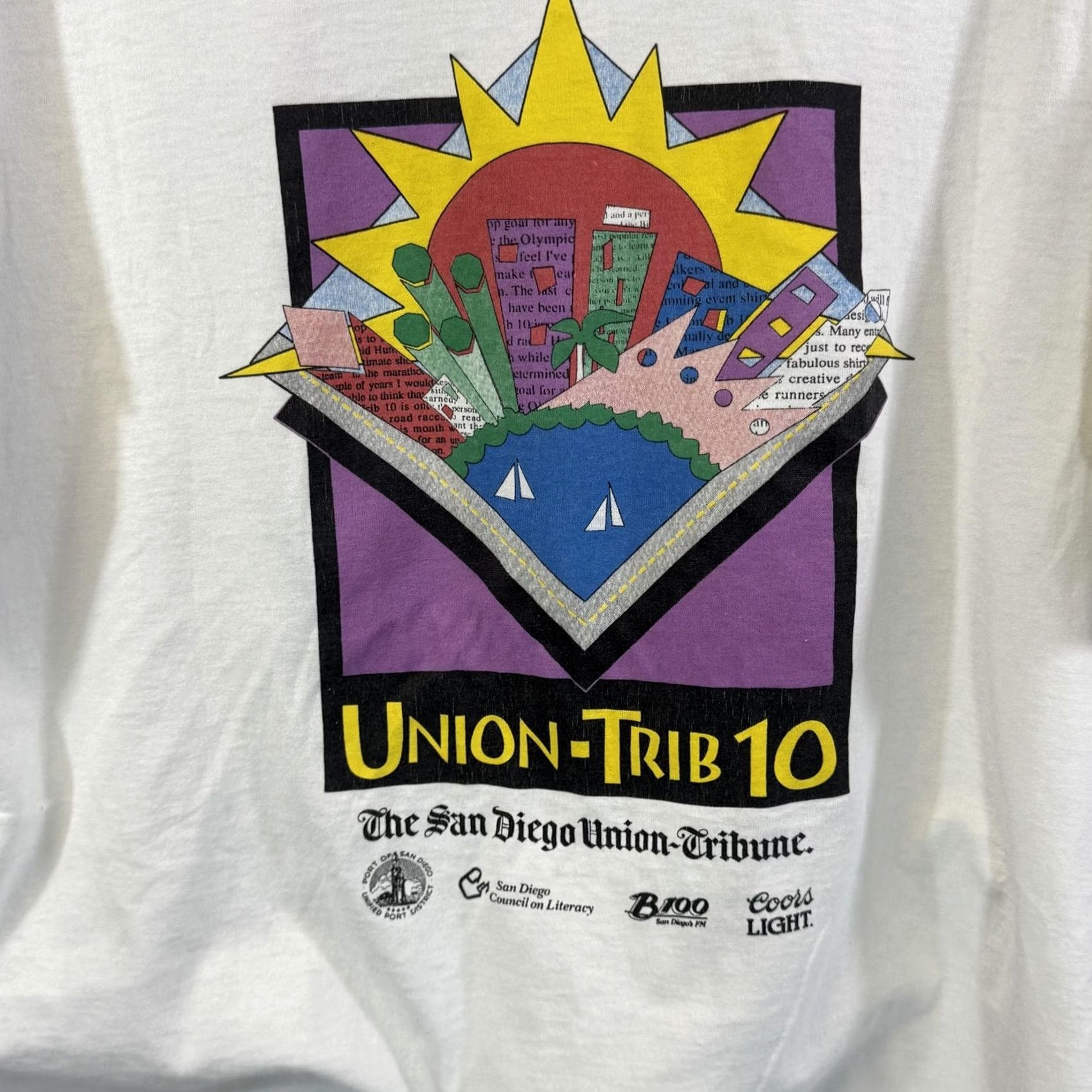 Vintage VINTAGE Union-Trib 10 Shirt Mens XL White San Diego Run Walk Literacy Graphic 90s Size US XL / EU 56 / 4 - 5 Thumbnail