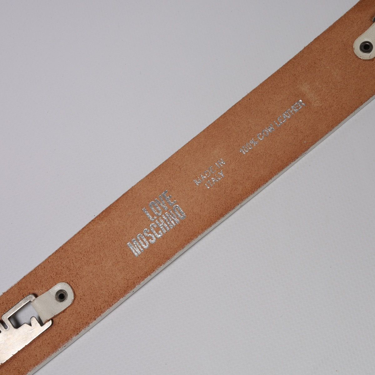 Love Moschino Love Moschino Cow Leather White Belt Metal Logo Size ONE SIZE - 9 Thumbnail