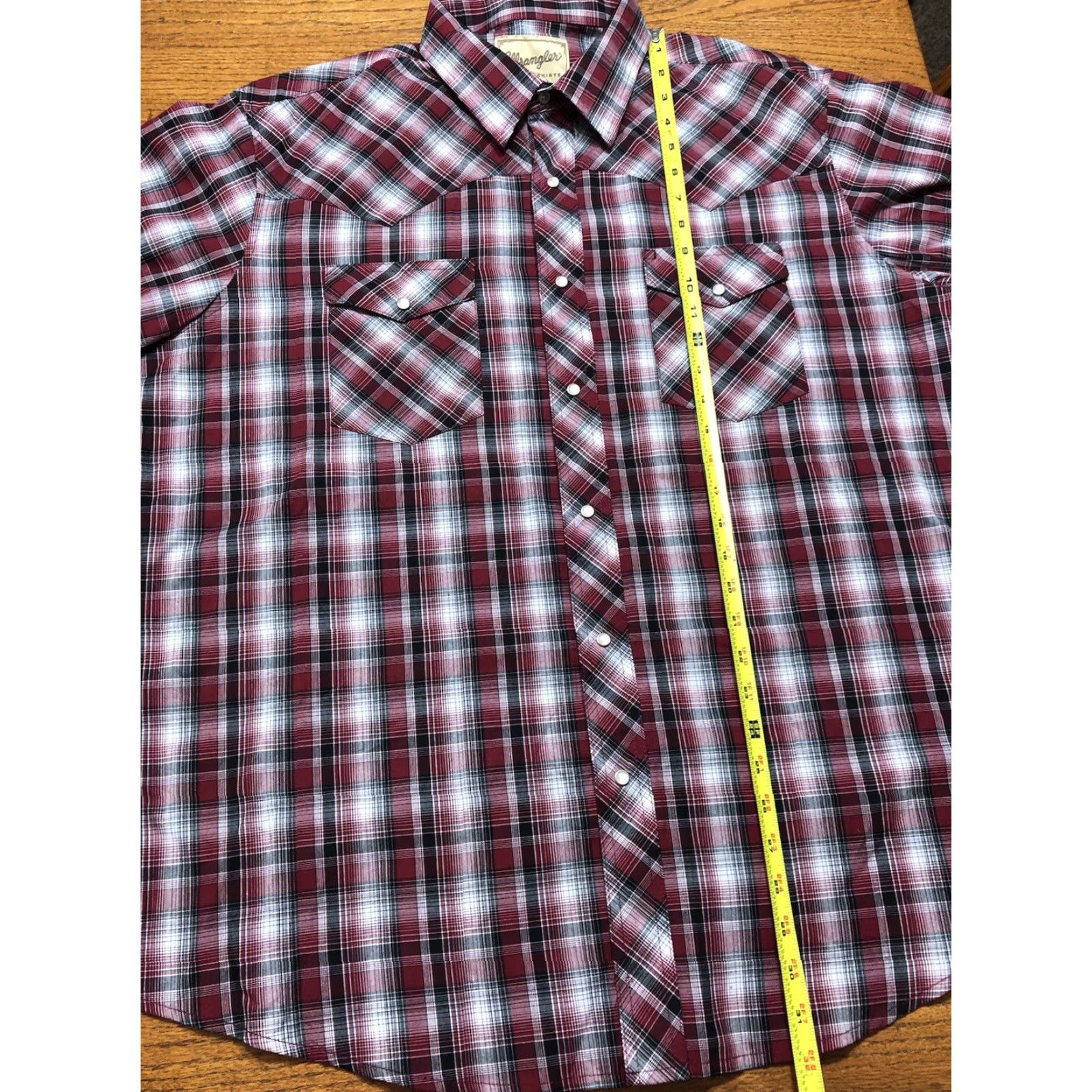 Wrangler Wrangler Pearl Snap Plaid Shirt Mens XL Red Long Sleeve Western Cowboy Size US XL / EU 56 / 4 - 8 Thumbnail