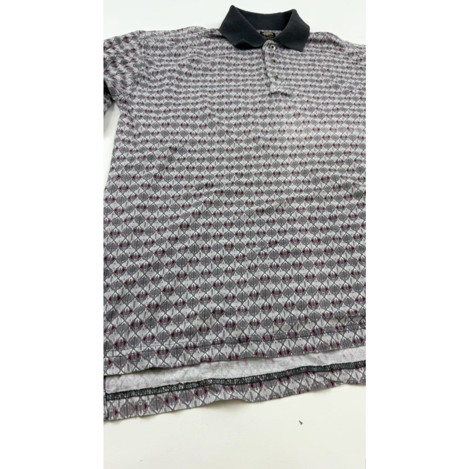 Vintage A.M. Player Polo Shirt Mens Small Gray Red Geometric Cotton Golf Casual Size US S / EU 44-46 / 1 - 2 Thumbnail