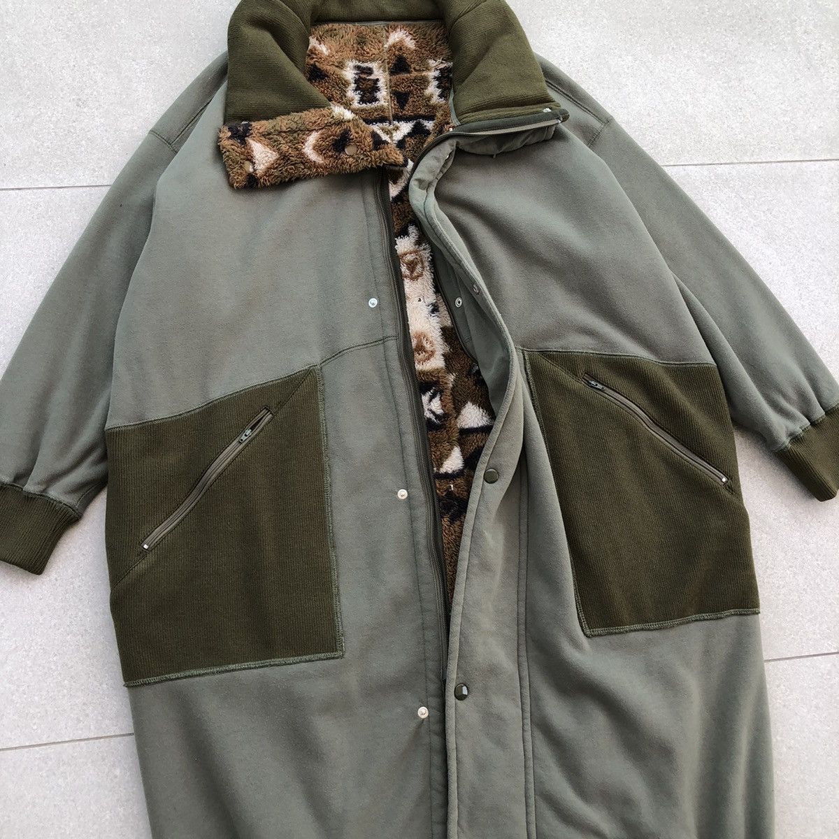 Issey Miyake Mercibeaucoup Reversible Fleece Navajo Long Coat Jacket Size US L / EU 52-54 / 3 - 10 Thumbnail