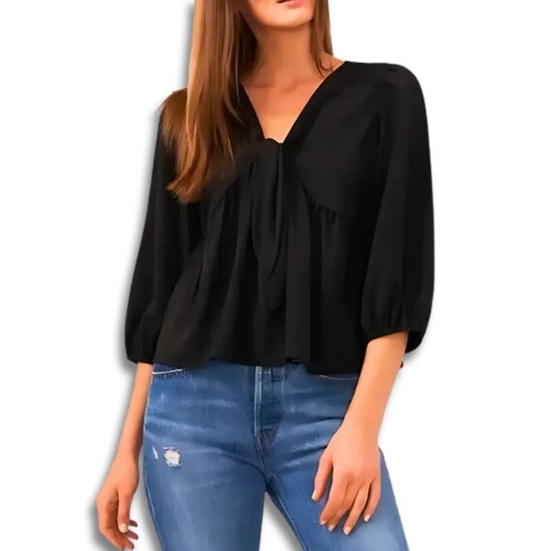 Other Riley & Rae Peplum Blouse Knot Front 1/2Sleeves Black XL NWT Size XL / US 12-14 / IT 48-50 - 1 Thumbnail