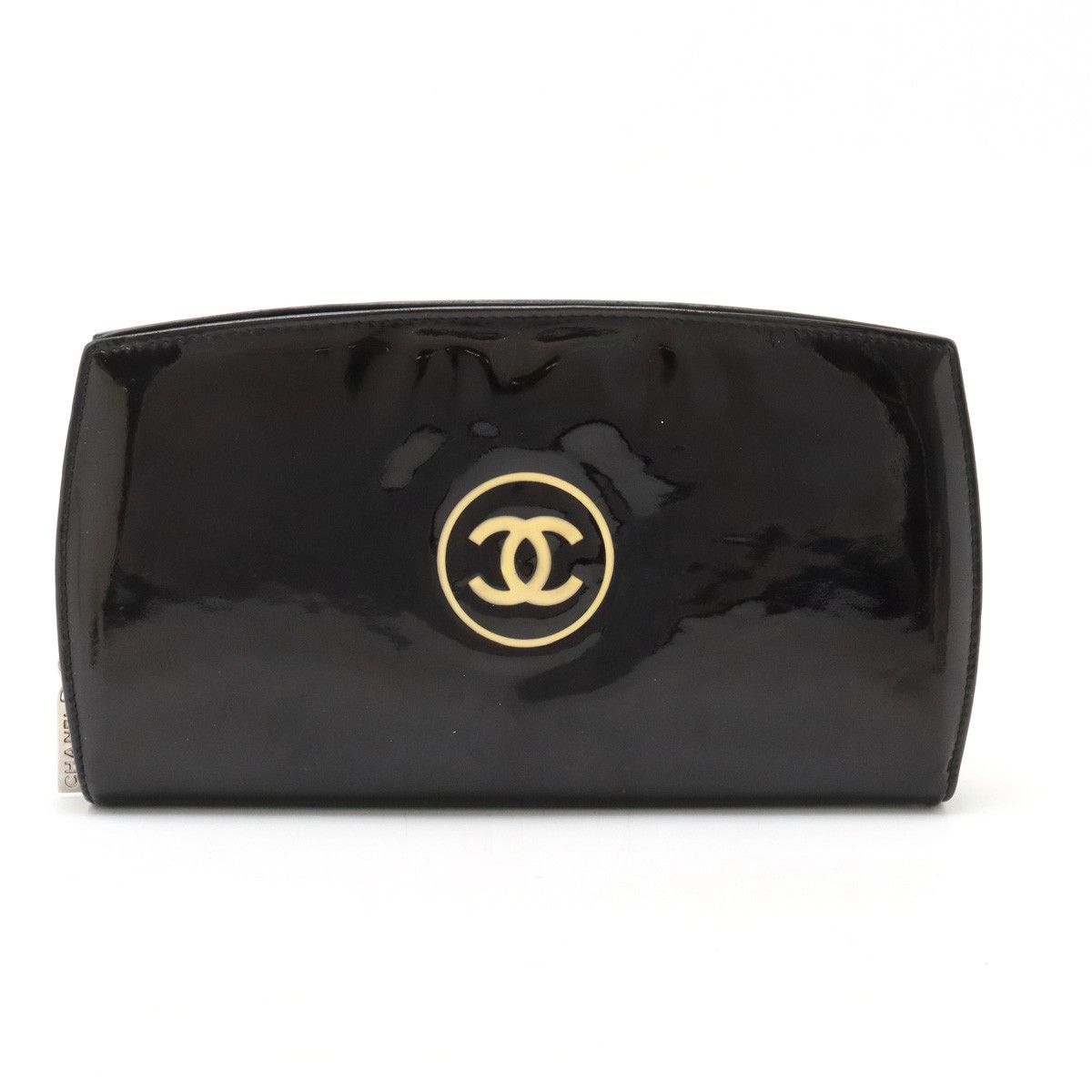 Chanel Chanel Chanel Patent Leather Makeup Coco Mark Round Zipper Long Wallet A47662 Leather Long Wallet A47662 in Very Good Condition Size ONE SIZE - 1 Thumbnail