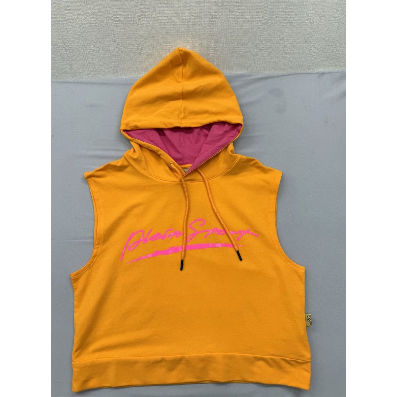 Vintage Plein Sport Yellow Sleeveless Hoodie Women Logo Tiger Print Size L / US 10 / IT 46 - 2 Thumbnail