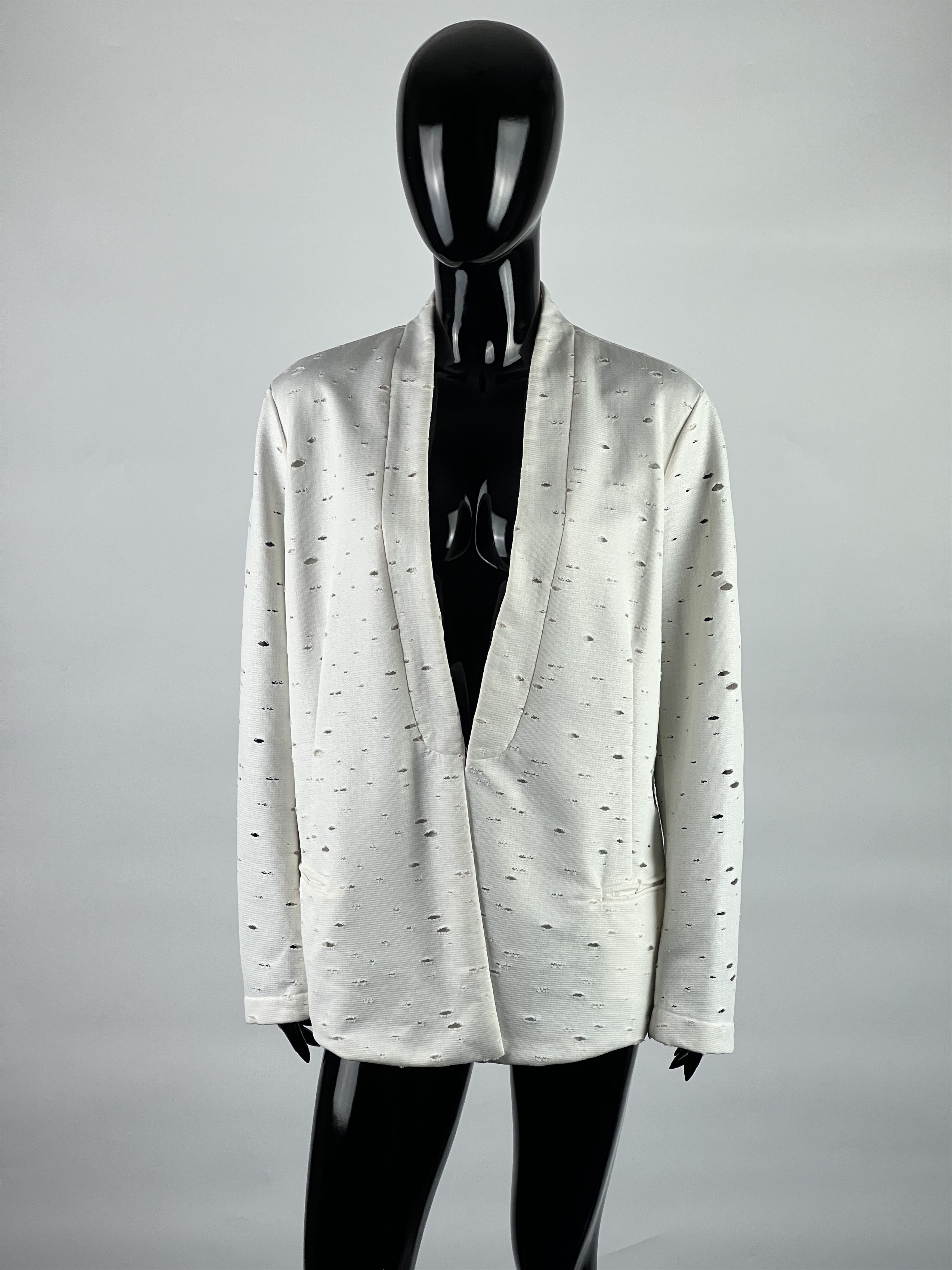 Other 8PM White Distressed Blazer Jacket Size L / US 10 / IT 46 - 1 Thumbnail