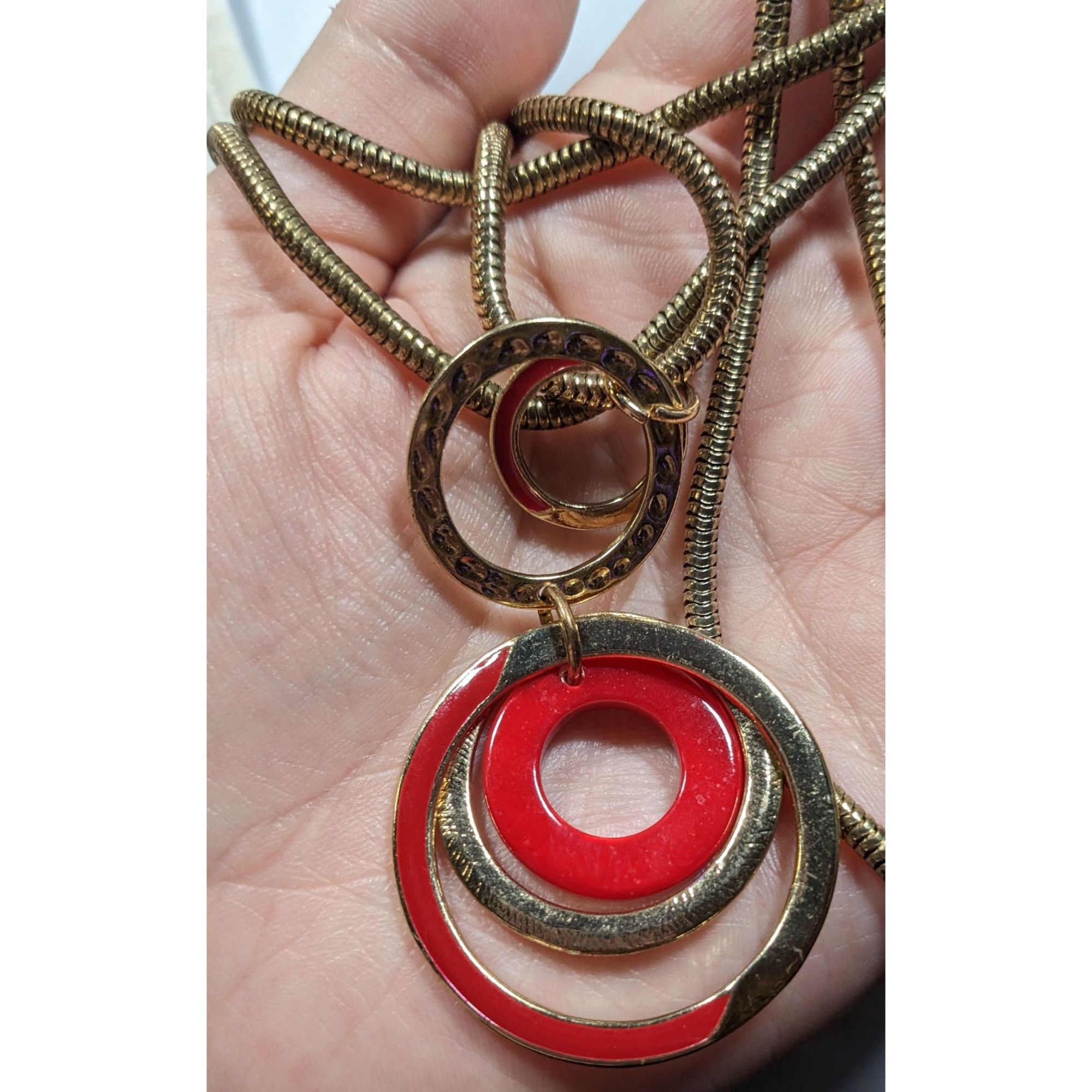Other Charming Charlie Retro Geometric Red And Gold Tone Pendant N Size ONE SIZE - 3 Thumbnail