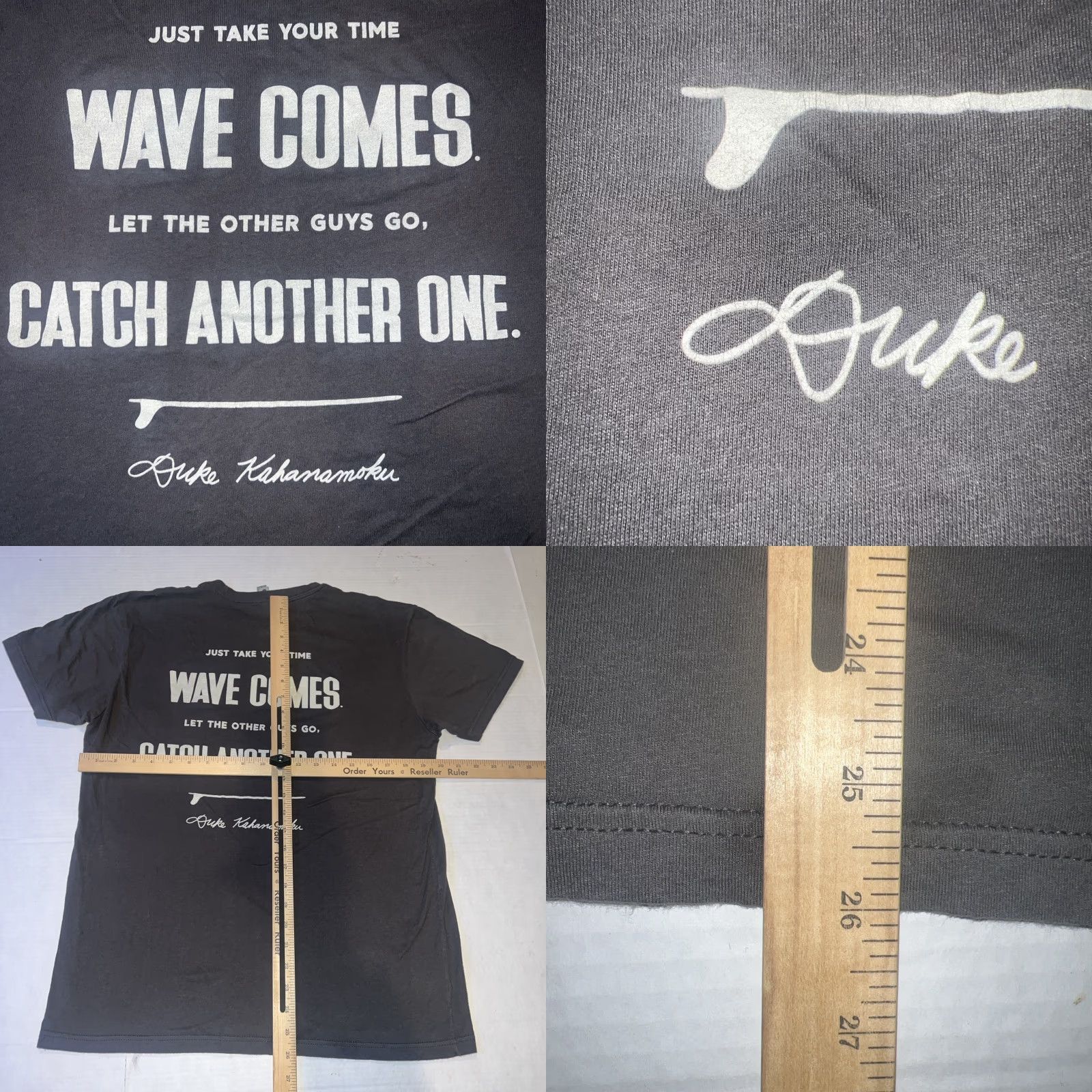 Next Level VINTAGE Duke Kahanamoku Surfer Wave Comes Catch Another One Shirt Adult Large Gray New Size US L / EU 52-54 / 3 - 8 Thumbnail
