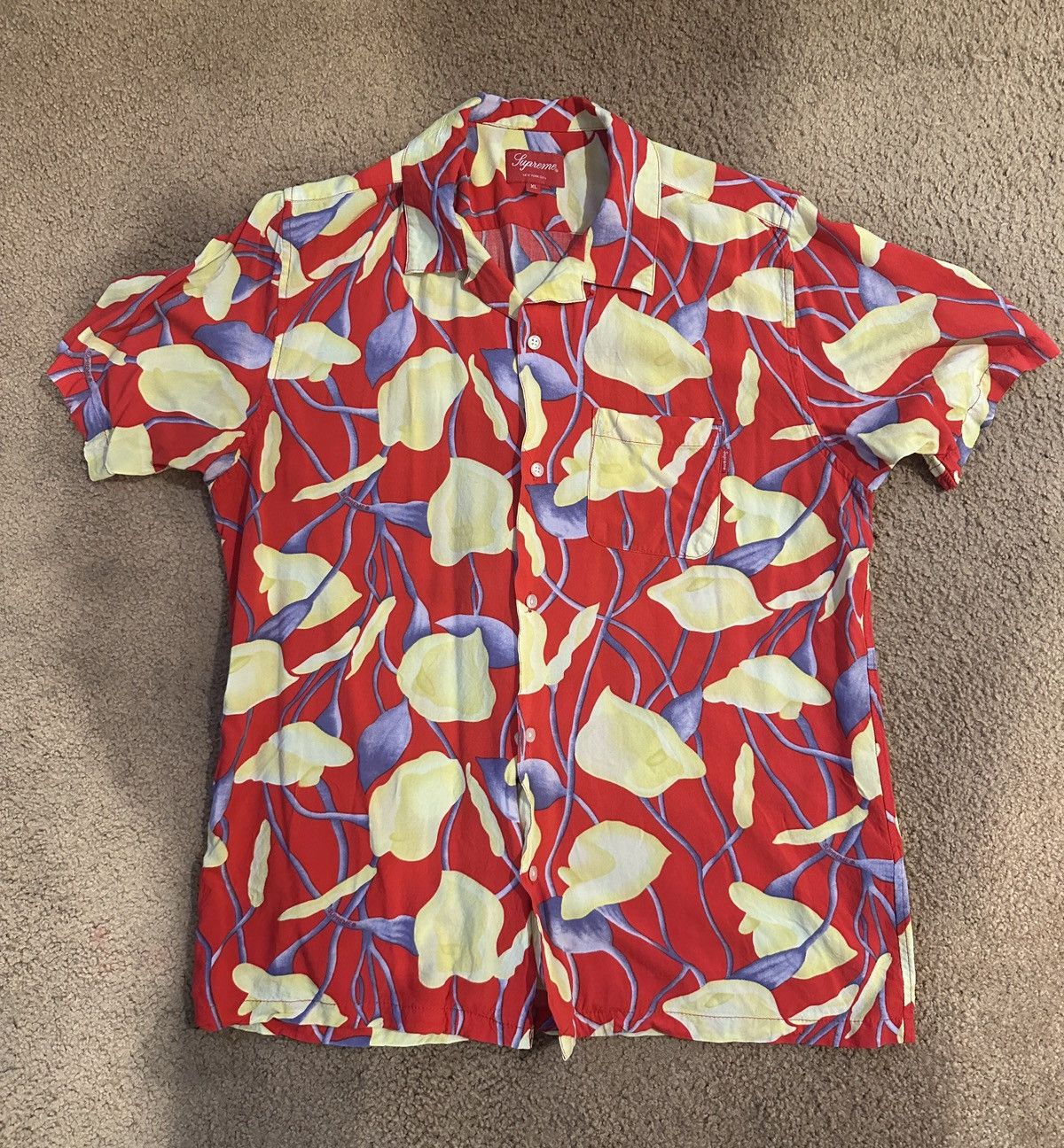 Supreme Supreme Lily Rayon Short Sleeve Button Up Shirt Red XL ...
