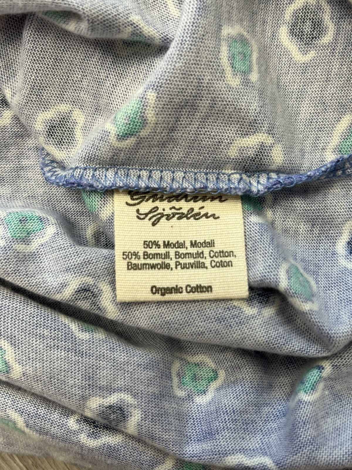 Gudrun Sjoden Gudrun Sjoden Small Lagenlook T Shirt Cotton Blue Floral Size S / US 4 / IT 40 - 3 Thumbnail