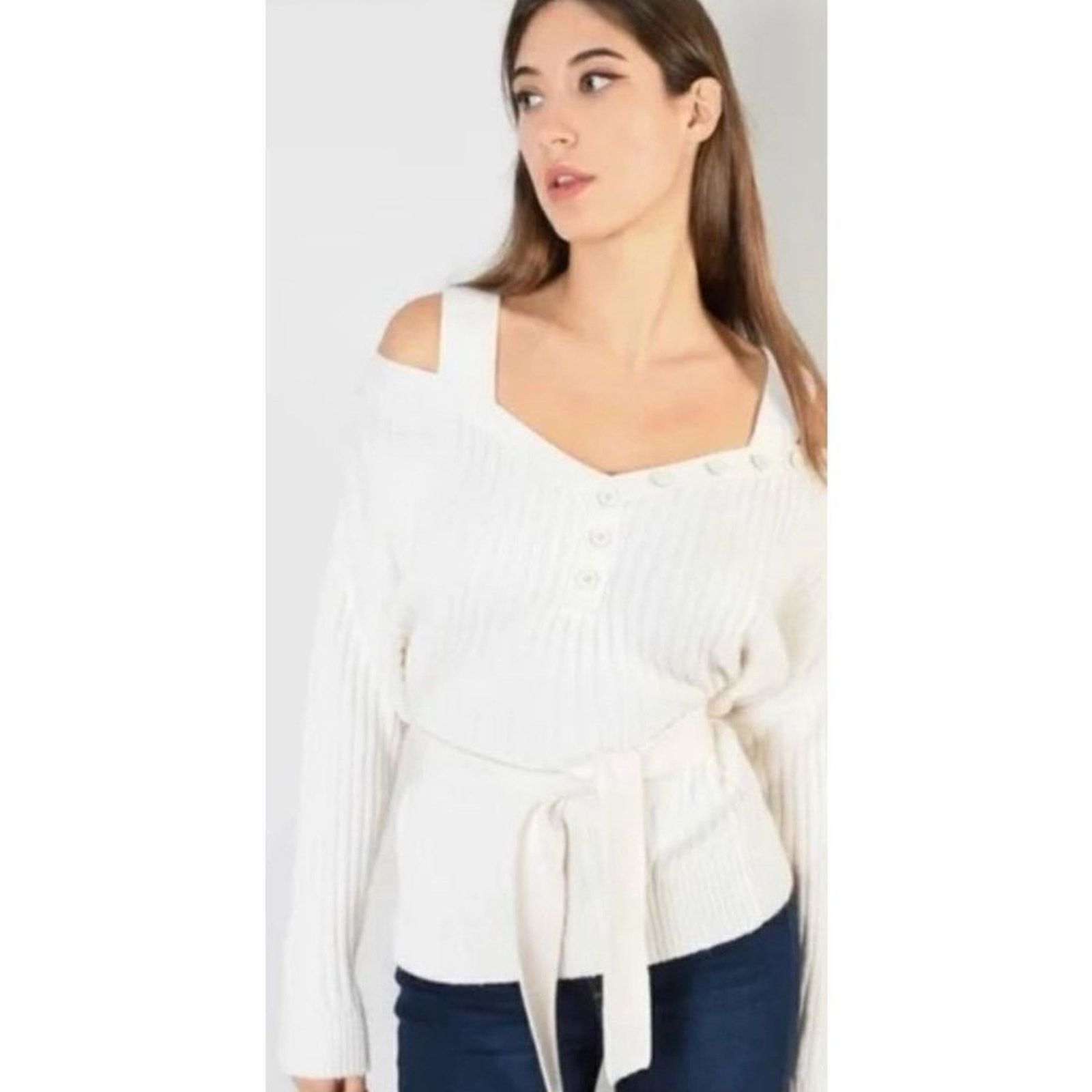 Derek Lam 10 Crosby Derek Lam 10 Crosby Cold Shoulder Cashmere Wool Sweater Size S / US 4 / IT 40 - 1 Thumbnail
