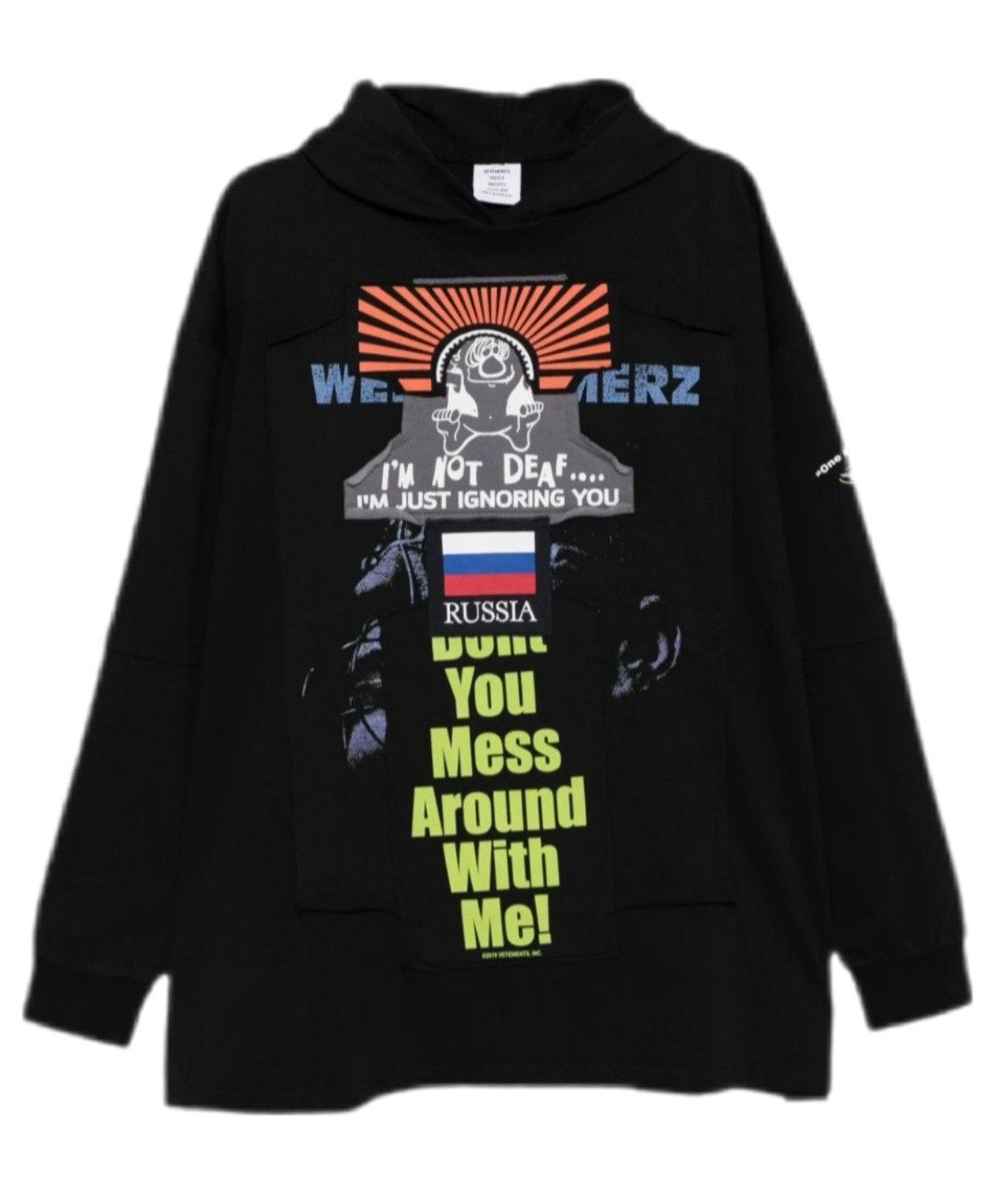 Vetements Vetements FW19 Black Russia Patchwork Hoodie Size US L / EU 52-54 / 3 - 1 Thumbnail