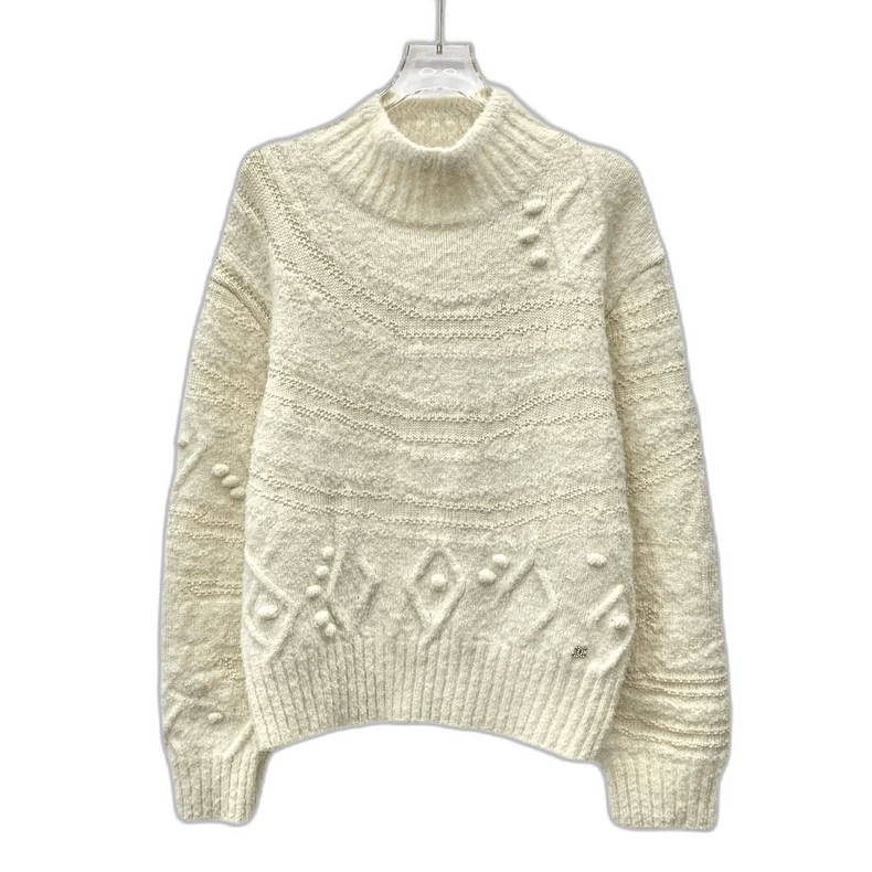 Chanel Chanel Beige Logo Long Sleeve Knit Sweater Size US M / EU 48-50 / 2 - 1 Thumbnail