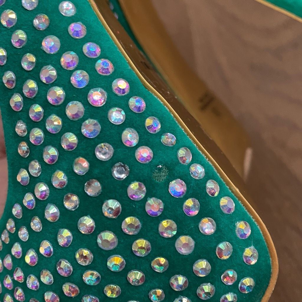 ALBA Alba Green Iridescent Rhinestone Bling Stiletto Platform Ple Size US 7.5 / IT 37.5 - 8 Thumbnail