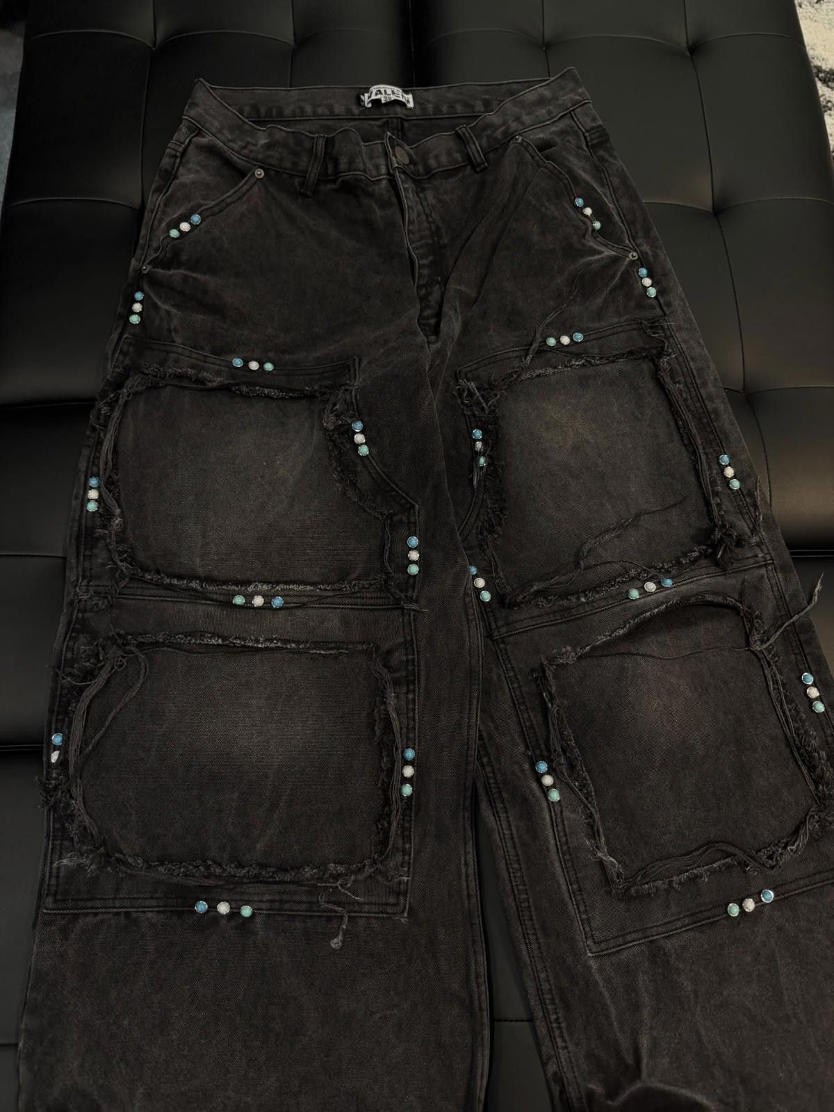 Vale Valley Baggy Denim Black Jeans Size 36 (NEW) Pants Crystal Size US 36 / EU 52 - 4 Thumbnail