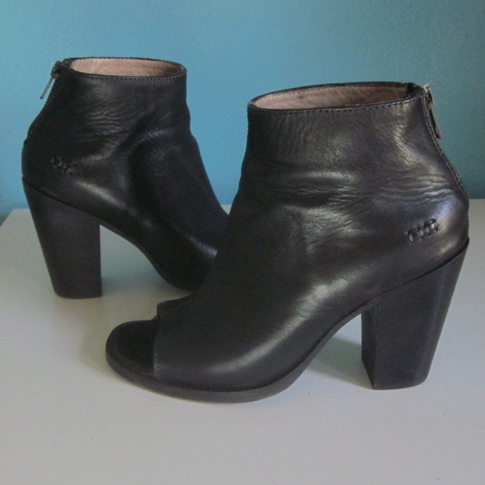 Bed Stu Bed Stu Bench Made Womens Size 8 Peep Toe Black Leather Boots 38.5 EU 3.5" Heel Size US 8 / IT 38 - 7 Thumbnail