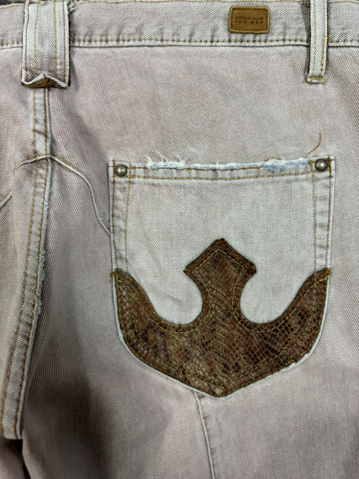 Tornado Mart Nicole Club Python Skin Bootcut Flare Distress Grunge Jeans Size US 33 - 11 Thumbnail