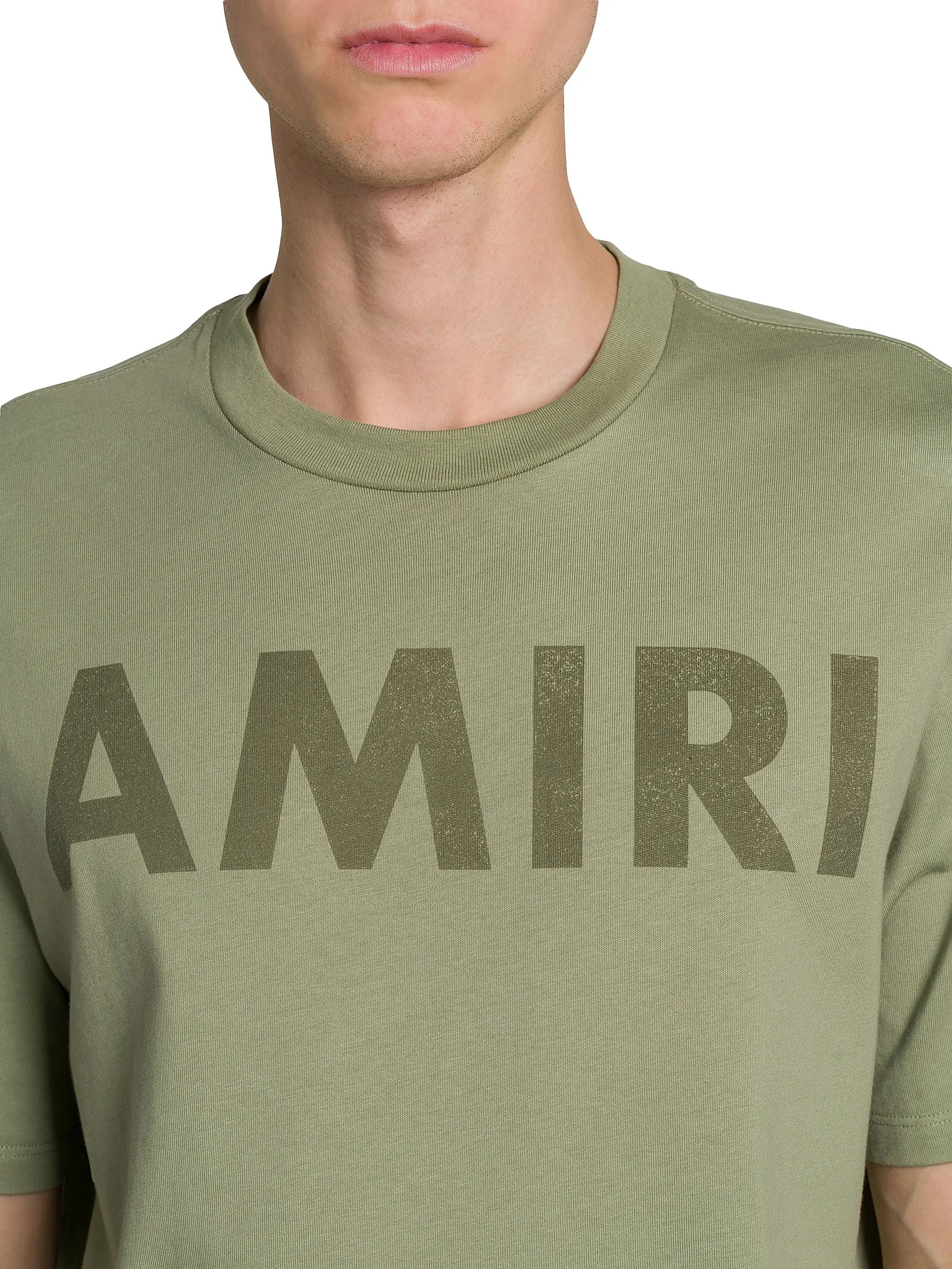 Amiri os11x1225 Logo Stencil T-Shirt in Olive Size US XL / EU 56 / 4 - 6 Thumbnail