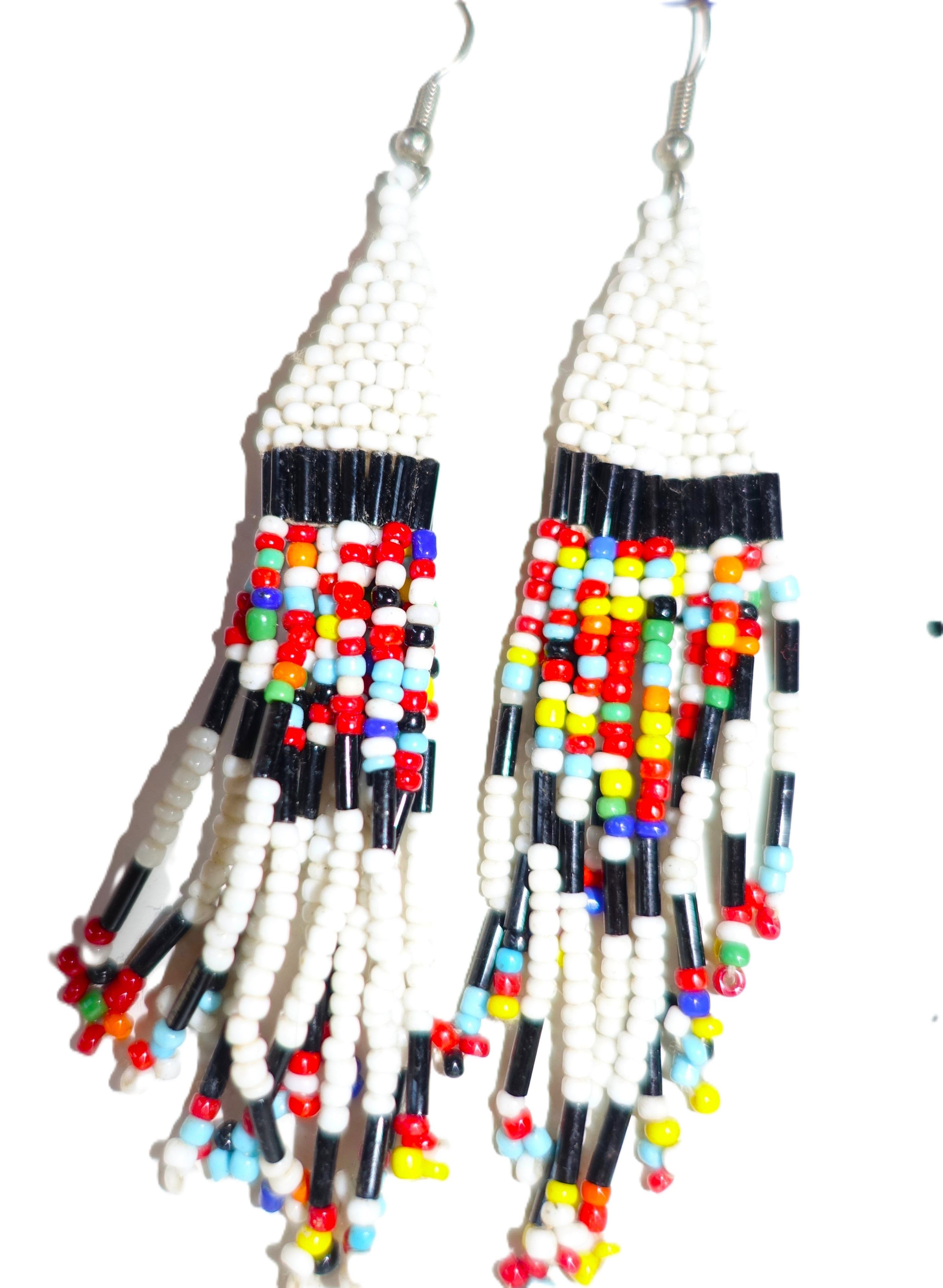 Vintage Vintage Boho Beaded Tassel Earrings Size ONE SIZE - 1 Thumbnail