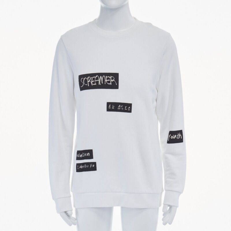 Raf Simons RAF SIMONS X JOYCE 2015 white abstract patchwork cotton sweater pullover top S Size S / US 4 / IT 40 - 1 Thumbnail