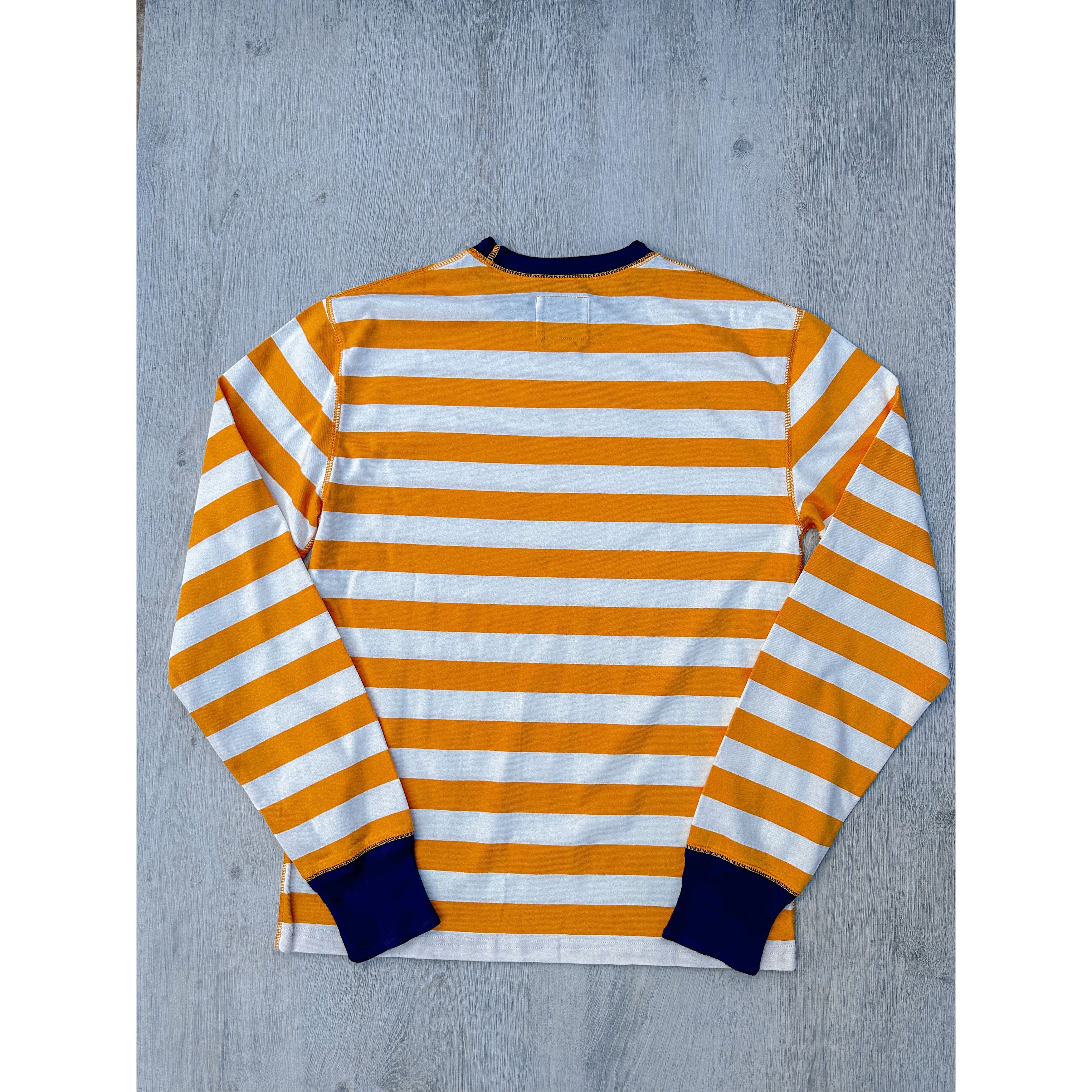 Drake's Drake's Mustard Striped Long Sleeve Hiking Tee Shirt Size US XS / EU 42 / 0 - 2 Thumbnail