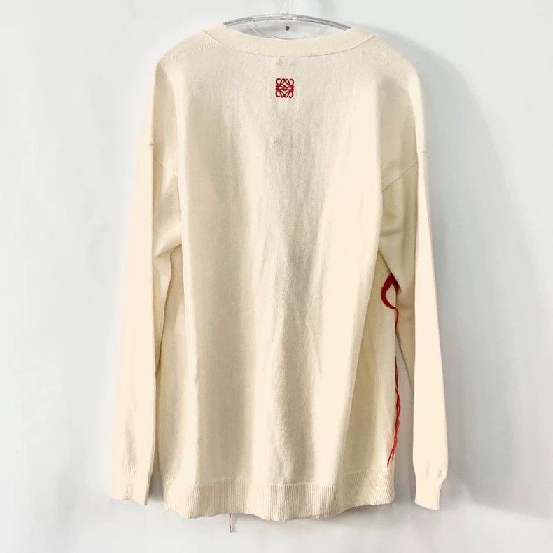 Loewe Loewe Logo embroidered wool knit cardigan Size M / US 6-8 / IT 42-44 - 2 Thumbnail