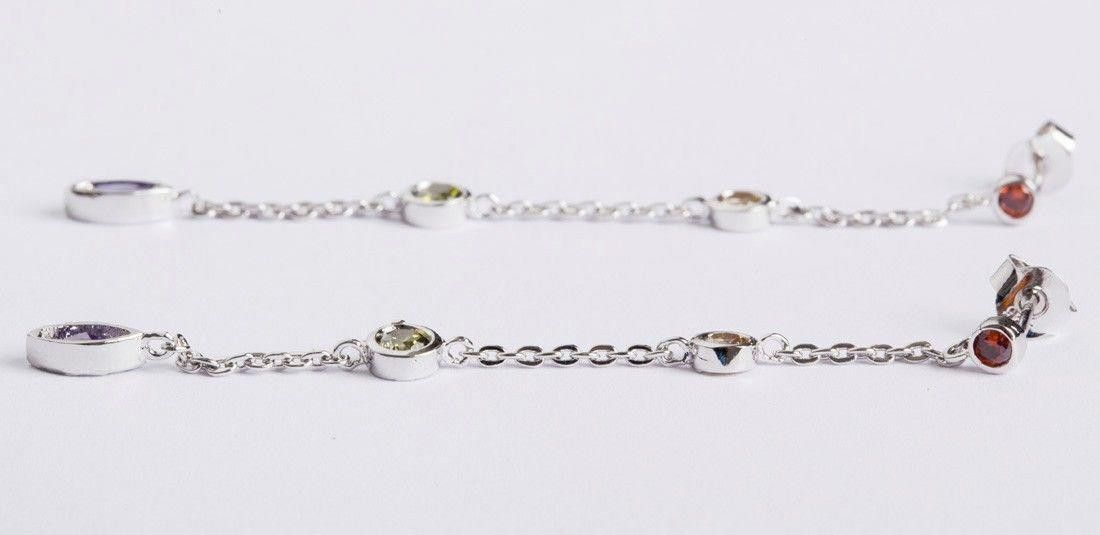 Designer Elegant Silver Colored Cubic Zirconia Dangle Earrings Size ONE SIZE - 3 Thumbnail