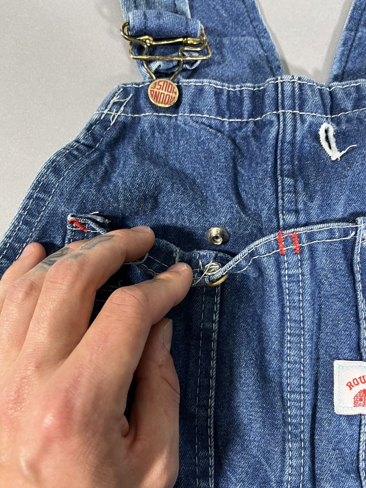 Other Rare Vintage Workers Round House Denim Overalls Size US 32 / EU 48 - 3 Thumbnail