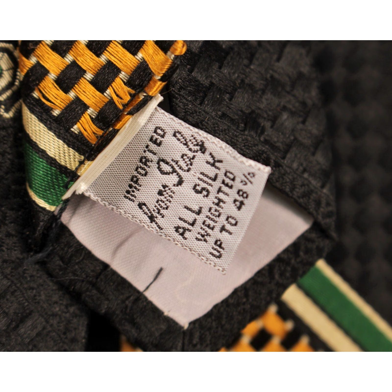 Vintage VTG James Davis Necktie Shirt Silk Tie NOS 70s Black Gold Green Striped Men’s / Adult Mens 56.25" 4" Wide Size ONE SIZE - 4 Thumbnail