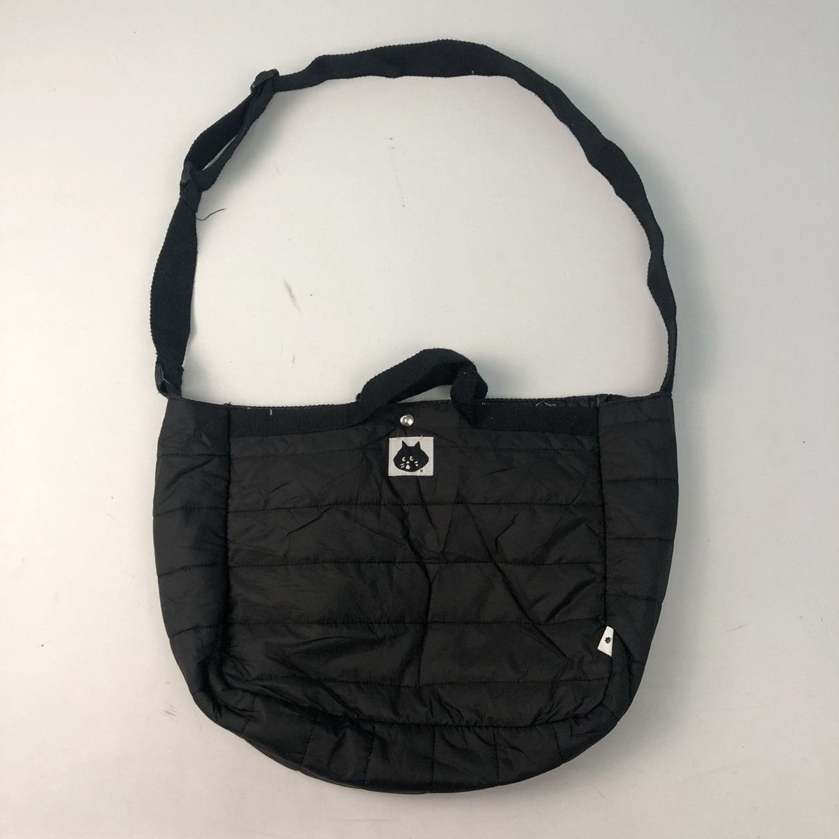 Issey Miyake x Ne Net Nya Surprise Cat Black Puffer Quilted Sling Bag, Men's