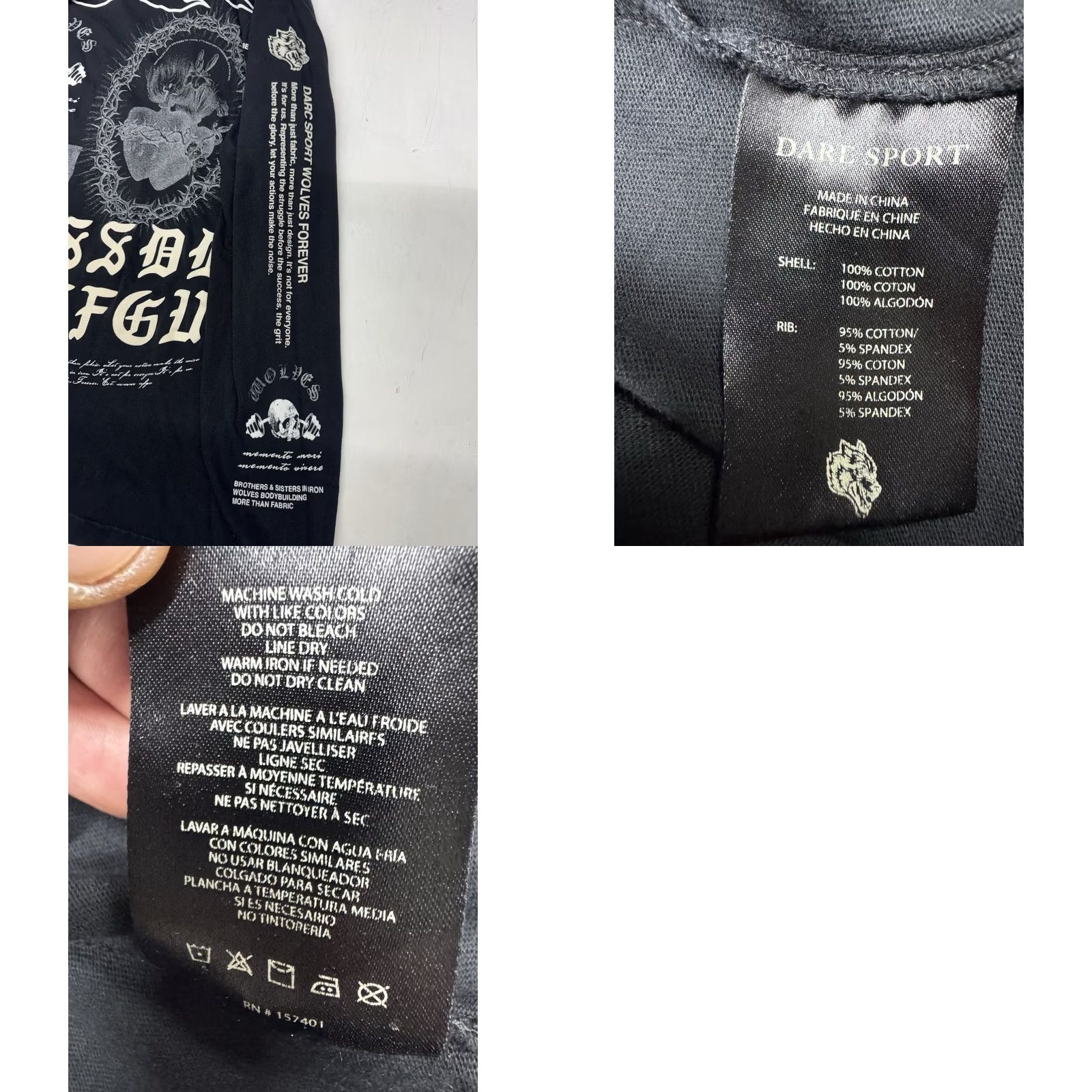 Darc Sport Darc Sport Shirt Men Medium Black Wolves Forever Graphic Tee Long Sleeve Crew Neck Logo Breathable Cotton Knit Shirt Mens Regular Fit Graphic Tee Size US M / EU 48-50 / 2 - 8 Thumbnail