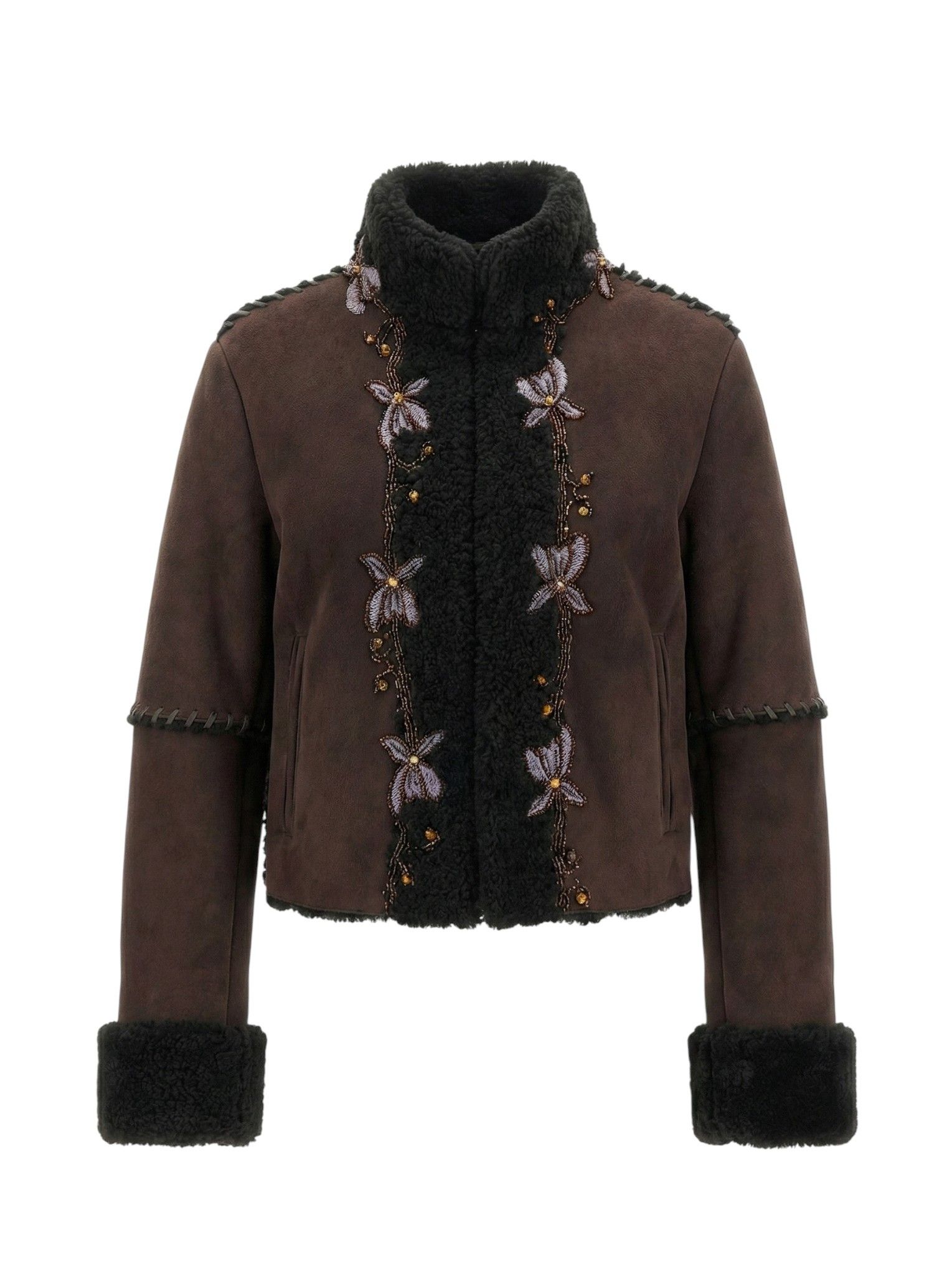 Blumarine RAW STITCHED SHEARLING LEATHER JACKET Size M / US 6-8 / IT 42-44 - 1 Thumbnail