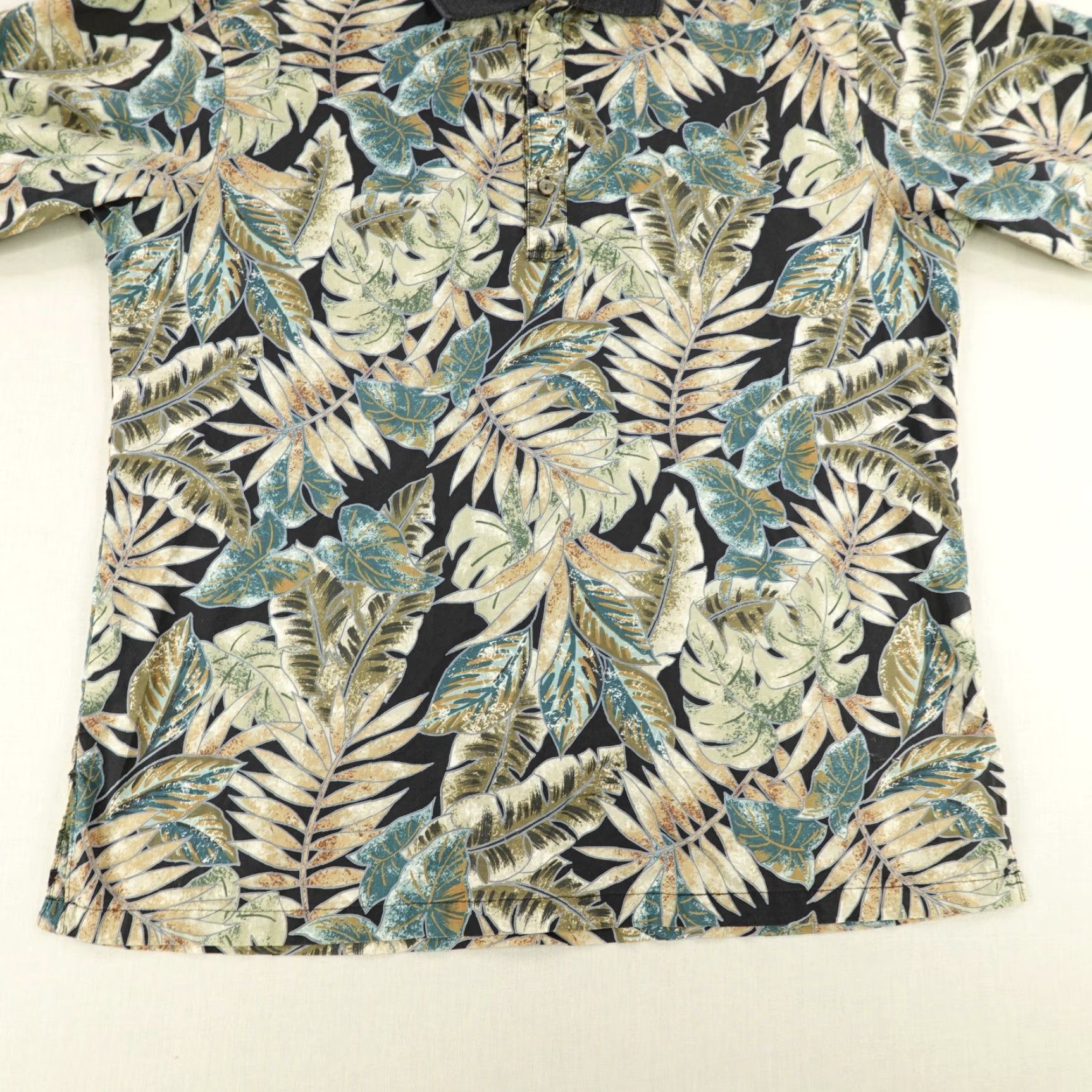 Tori Richard Vintage Tori Richard Polo Shirt Men Large Green Blue Floral Palm Leaves Hawaiian Size US L / EU 52-54 / 3 - 3 Thumbnail