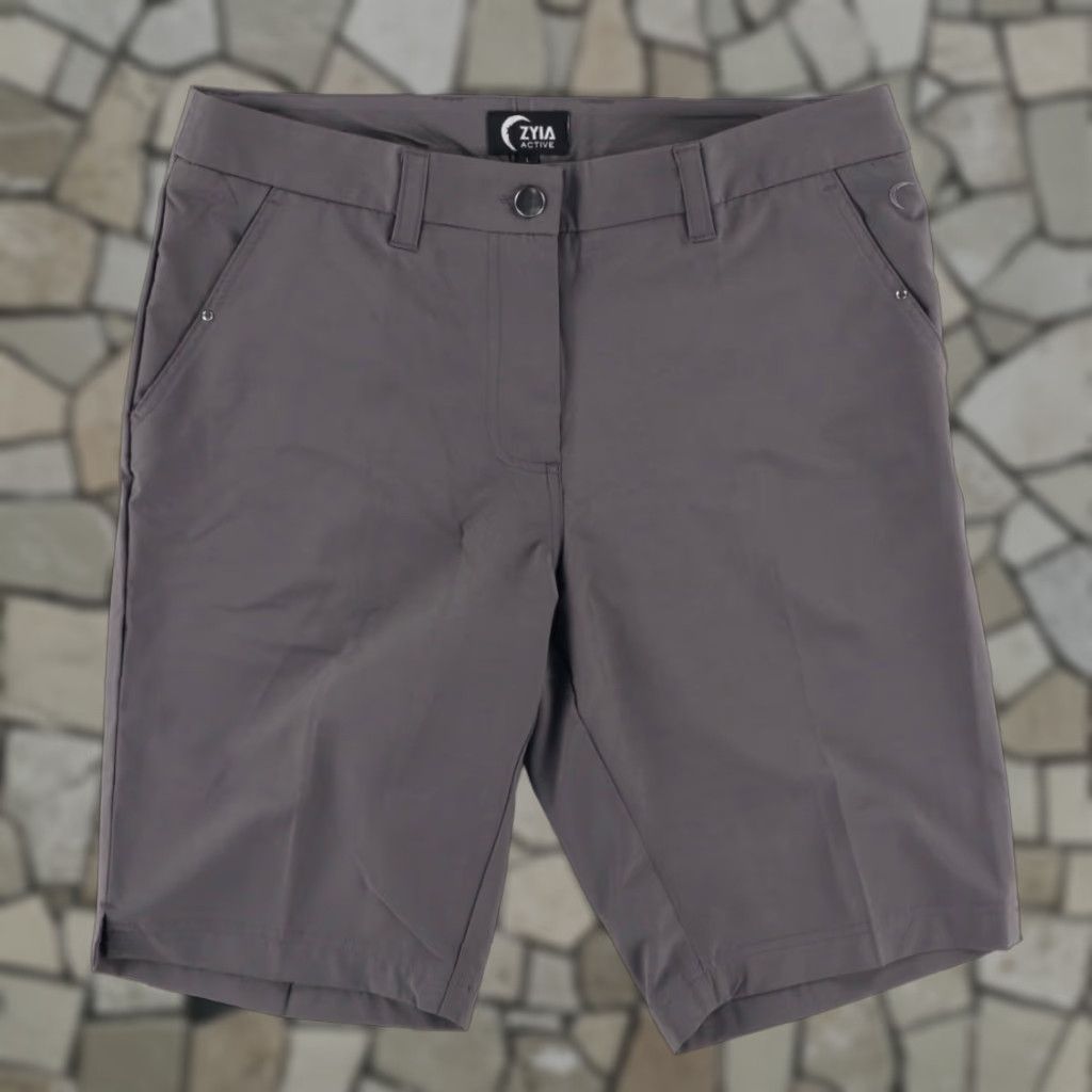 Vintage Zyia Active High Stretch Polyester Woven Golf Shorts Gray Women's L Size 36" / US 14 / IT 50 - 1 Thumbnail
