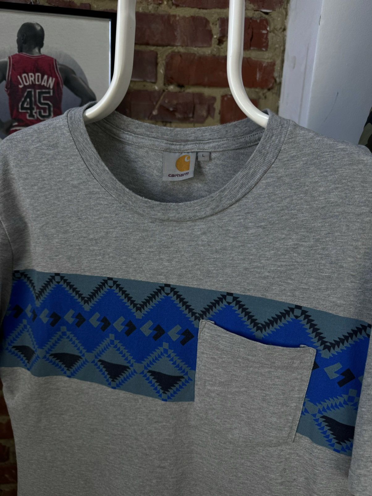 Carhartt CARHARTT Native Pocket Short Sleeve Grey Printed T-Shirt Size US M / EU 48-50 / 2 - 3 Thumbnail