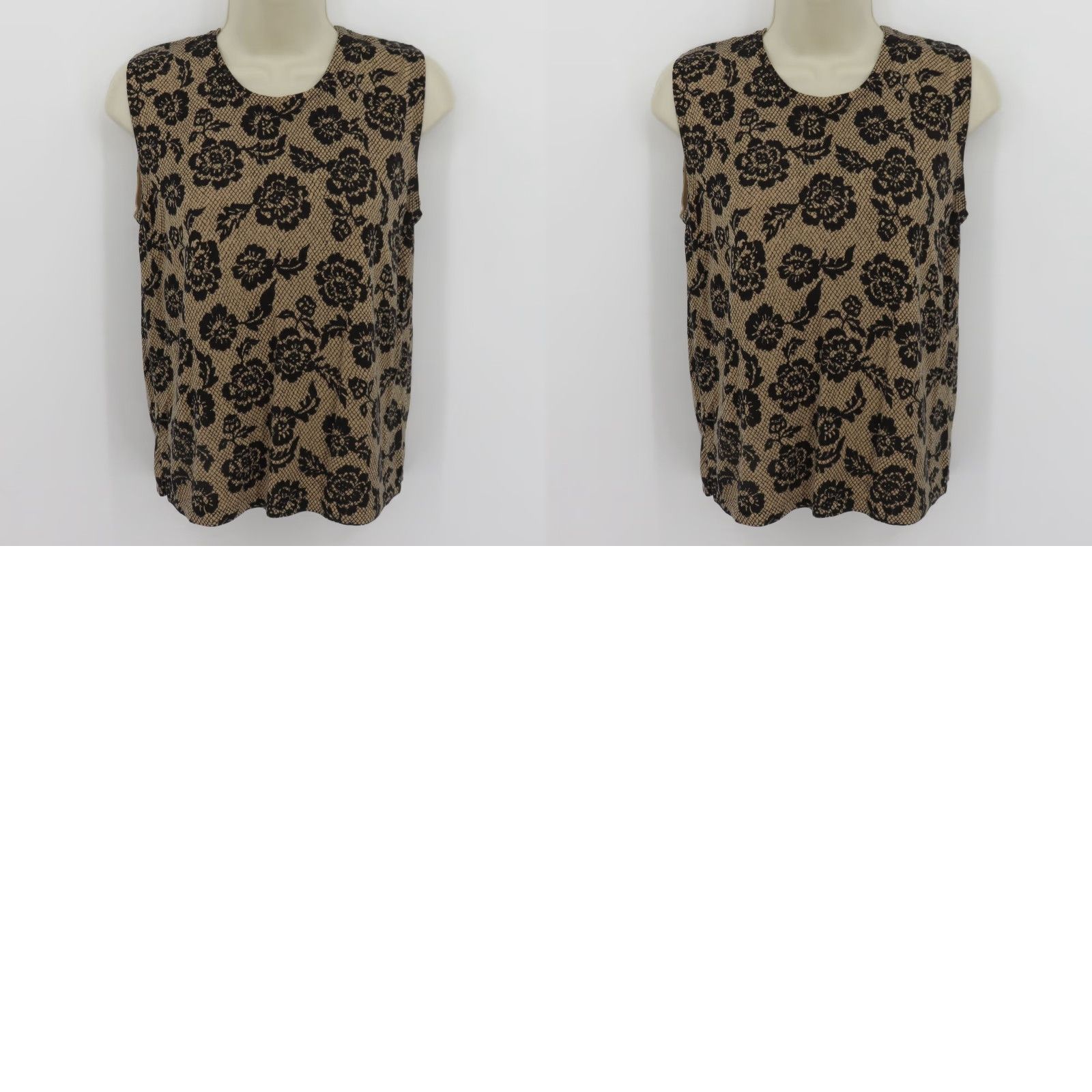 Vintage August Silk Knits Women M Black Floral Flower Lace Print Sleeveless Sweater Size M / US 6-8 / IT 42-44 - 8 Thumbnail