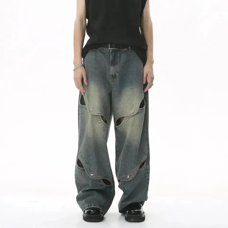 Japanese Brand Retro loose hollow wide leg jeans Size US 32 / EU 48 - 6 Thumbnail