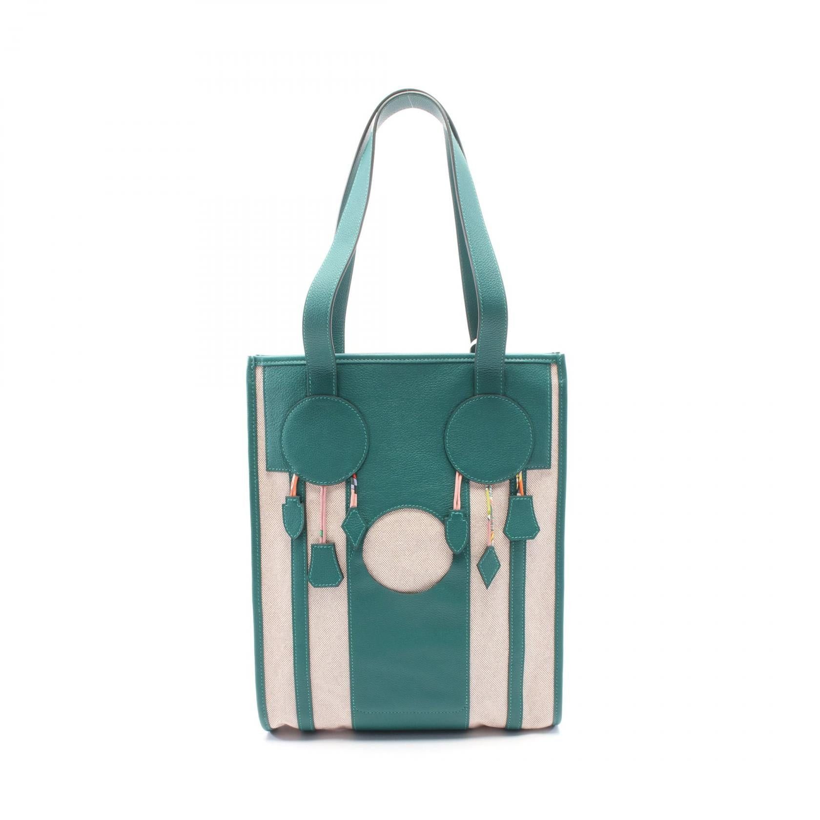 Hermes Petite Ash Dream Catcher Veil Vertigo Shoulder Bag Tote Toile Evercolor Beige Green, Women's