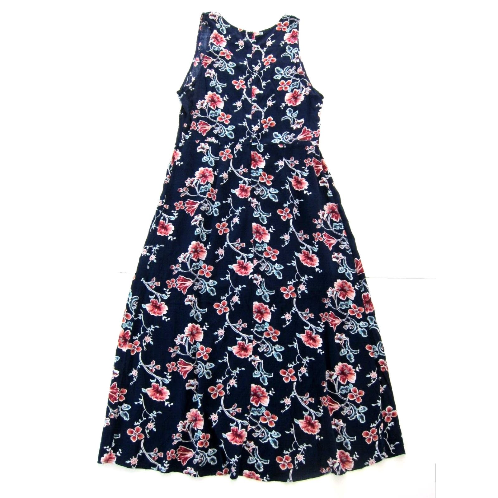 Vintage Lumiere Anthropologie Floral Long Maxi Tank Sun Dress Blue L 100% Rayon Women's Gown Size L / US 10 / IT 46 - 2 Thumbnail
