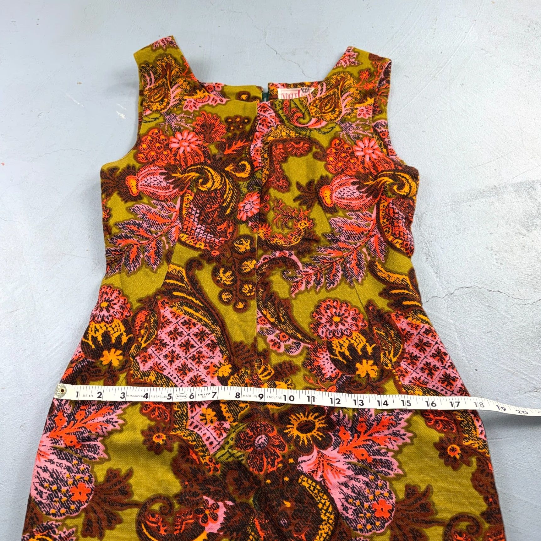 Vogue VINTAGE Vogue Short Dress Casual S/M 1950s Yellow Rockabilly Boho 60s Look Womens Size 28" / US 6 / IT 42 - 5 Thumbnail