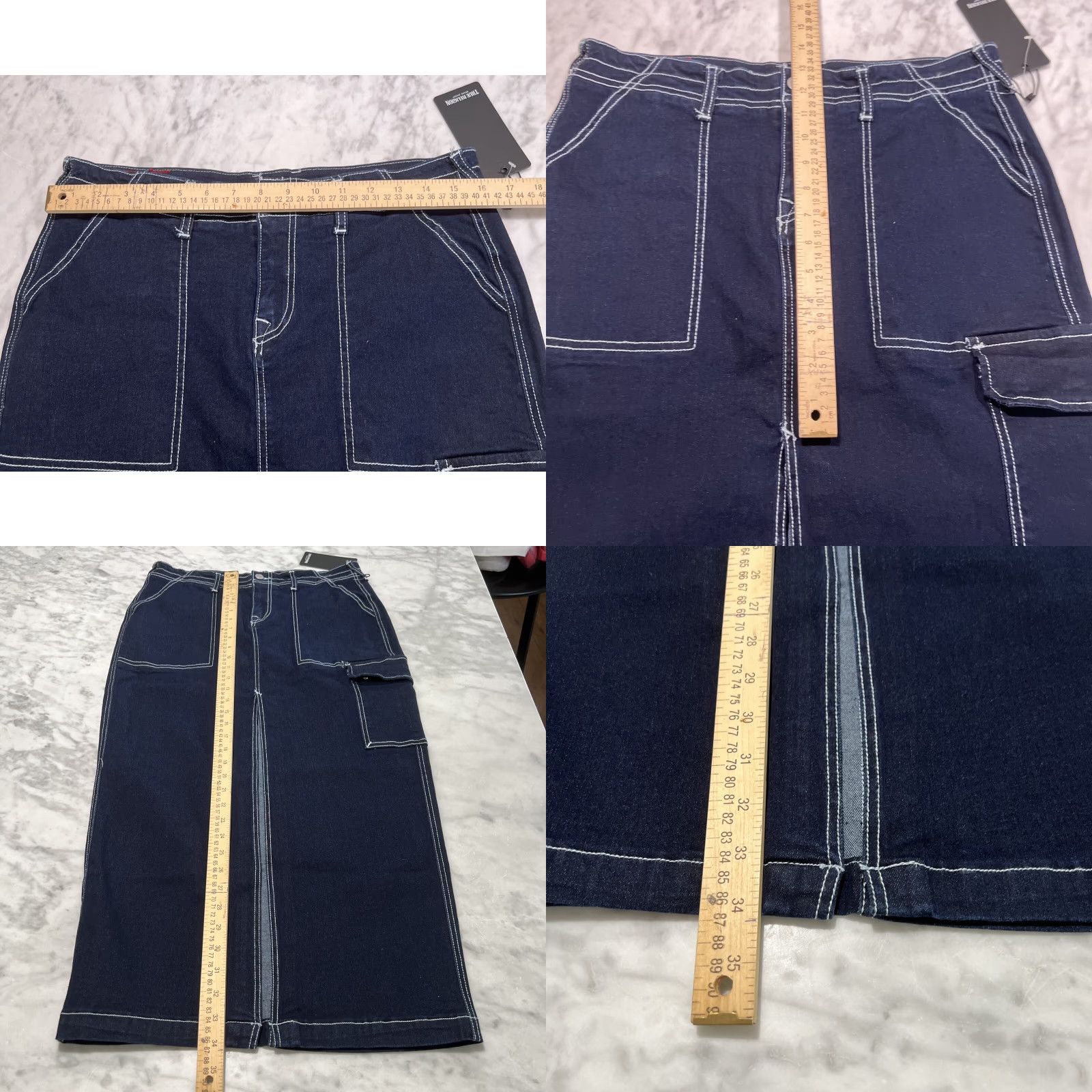 True Religion VINTAGE? No — actually not vintage; True Religion Denim Maxi Skirt 29 Dark Blue Wash NWT Go West High Slit 90s, Casual Womens Skirt Size 29" - 8 Thumbnail