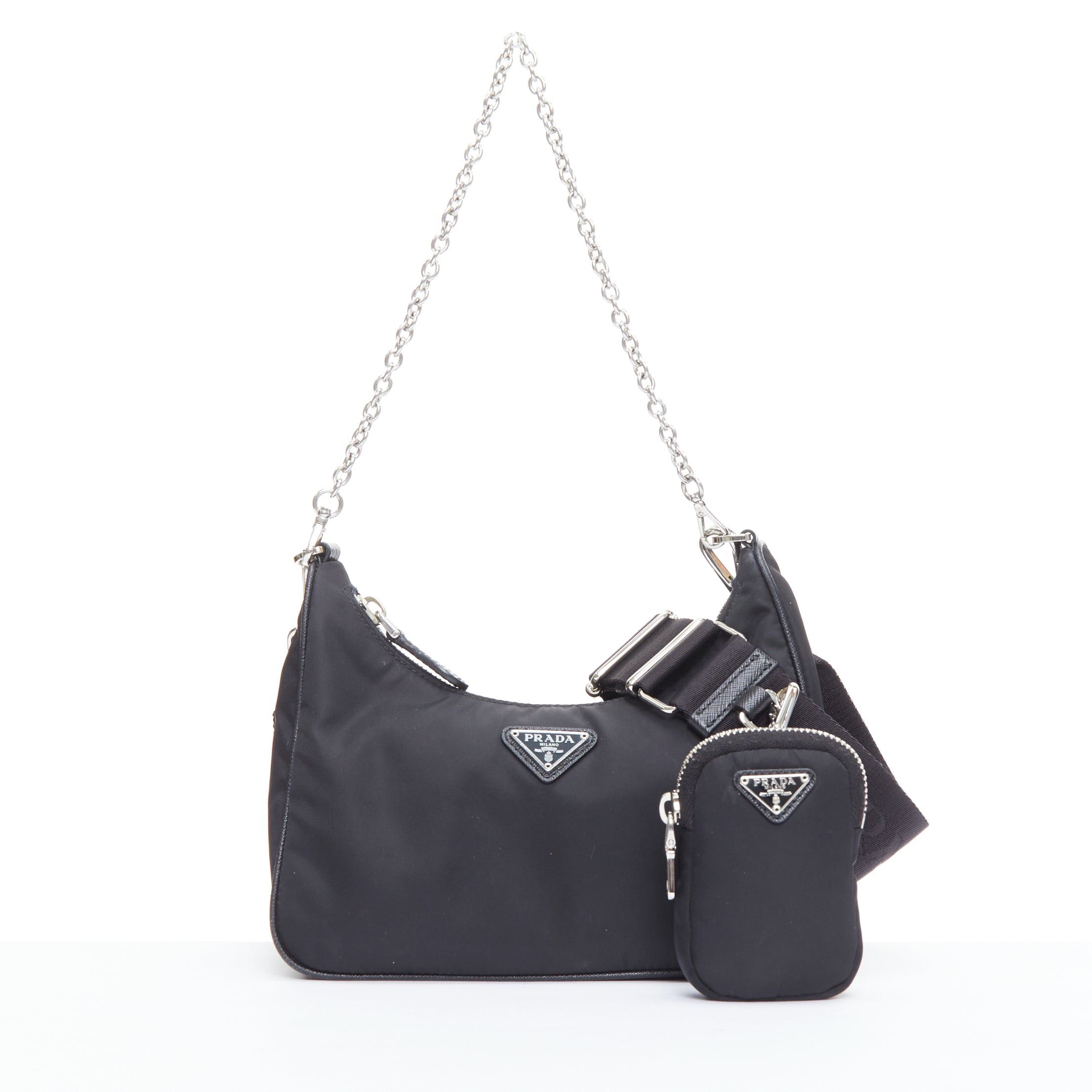 Prada PRADA Re-Edition 30 Re-Nylon 3 in 1 black nylon logo crossbody hobo bag Size ONE SIZE - 1 Thumbnail