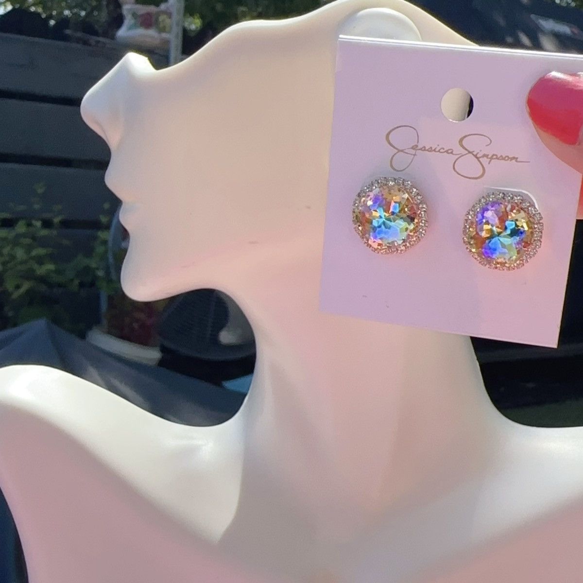 Designer Jessica Simpson gold tone colorful crystal stone reflective Size ONE SIZE - 1 Thumbnail