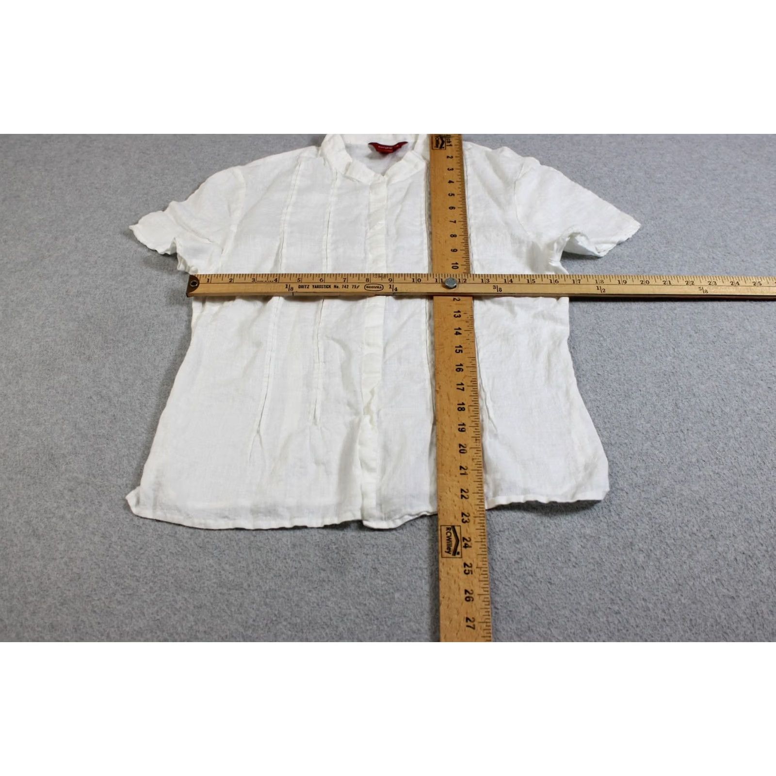 Vintage Sundance Linen Shirt Women 10 White Short Sleeve Button Pleated Boho Coastal Size L / US 10 / IT 46 - 7 Thumbnail