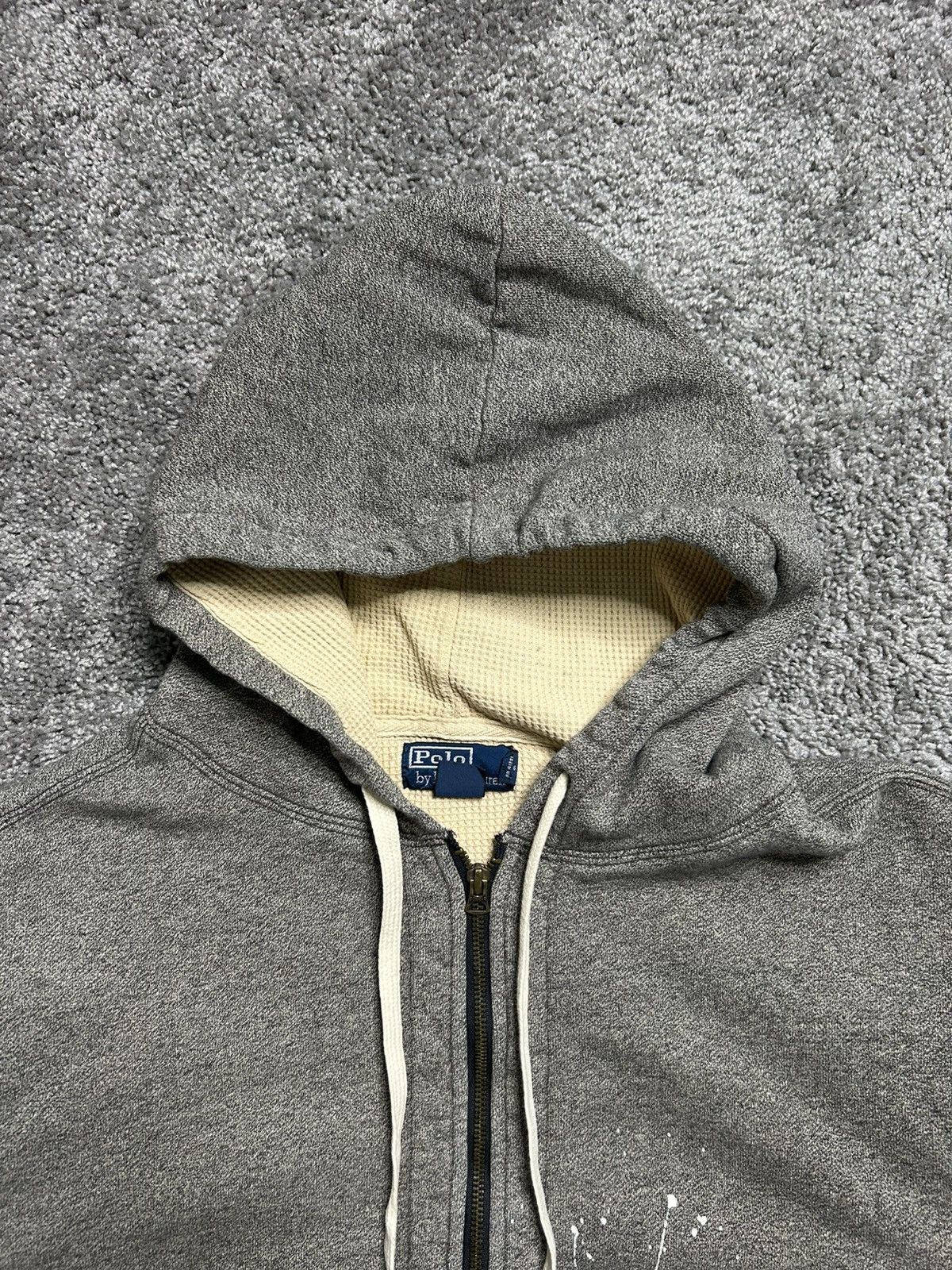 Vintage 80s Polo Ralph Lauren Thermal Paint Zip Hoodie Sweat