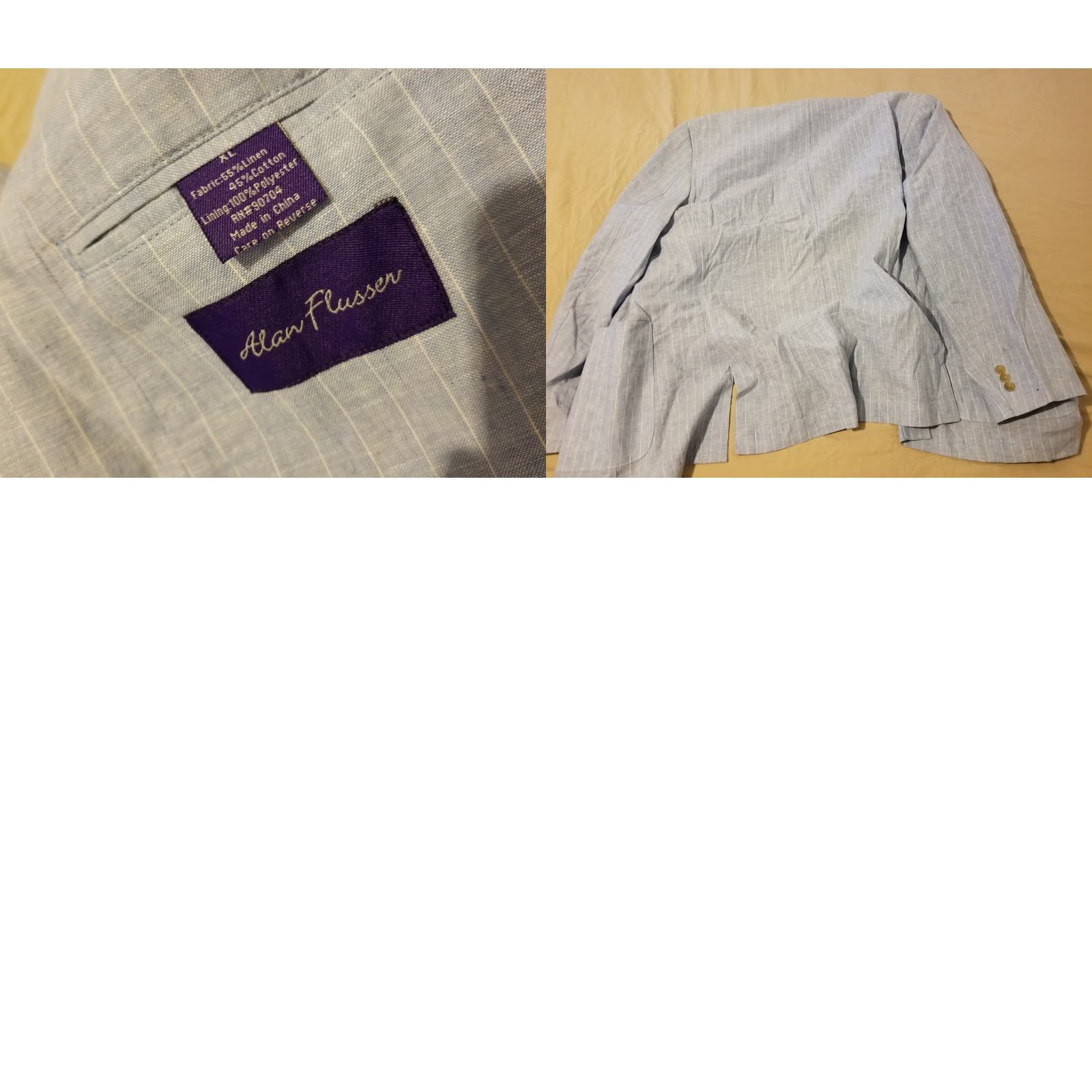 Vintage Alan Flusser XL Blue Linen Jacket Blazer Mens Size 46R - 8 Thumbnail