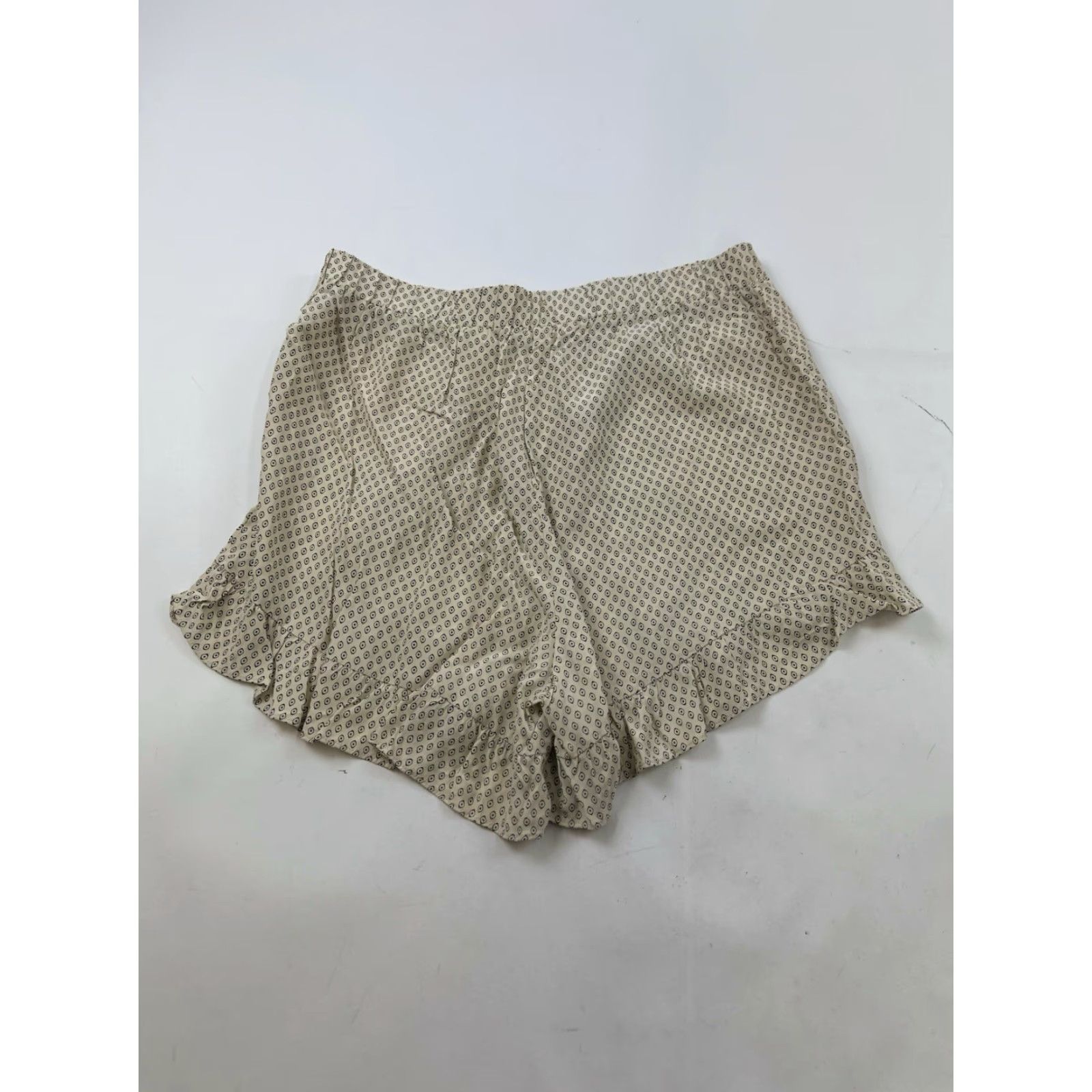 H&M H&M Vintage Ruffle Shorts Women’s 16 Beige Geometric Casual 70s 90s Size 38" / US 16 / IT 52 - 2 Thumbnail